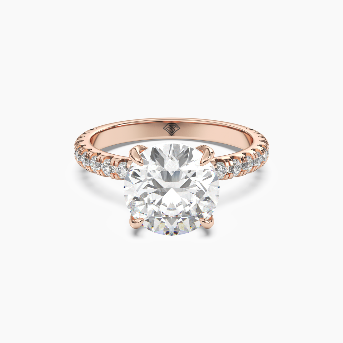 Serena 5 Carat Round Cut Hidden Halo Lab Grown Diamond Ring in 10K Yellow Gold - View 7