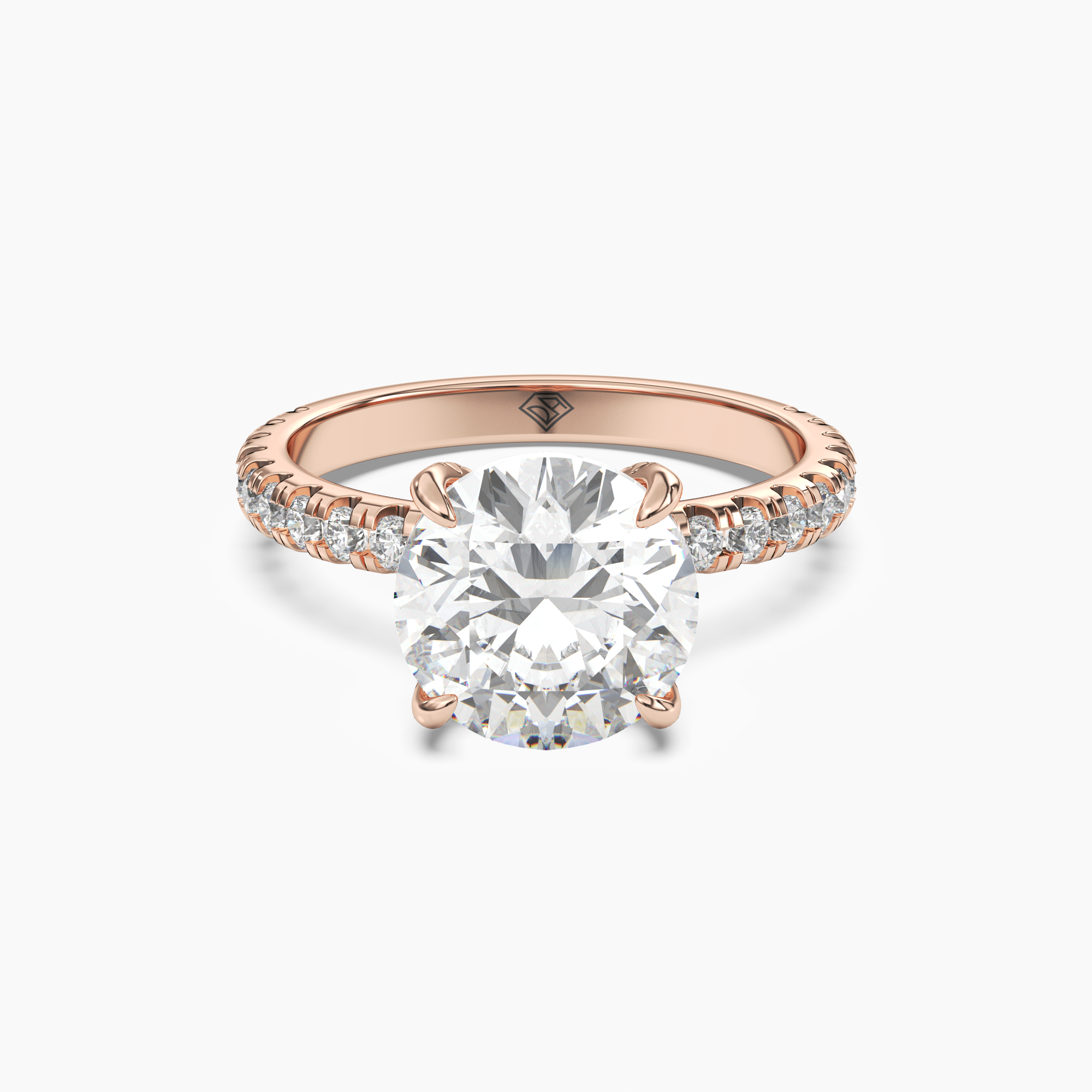 Serena 5 Carat Round Cut Hidden Halo Lab Grown Diamond Ring in Silver - View 7