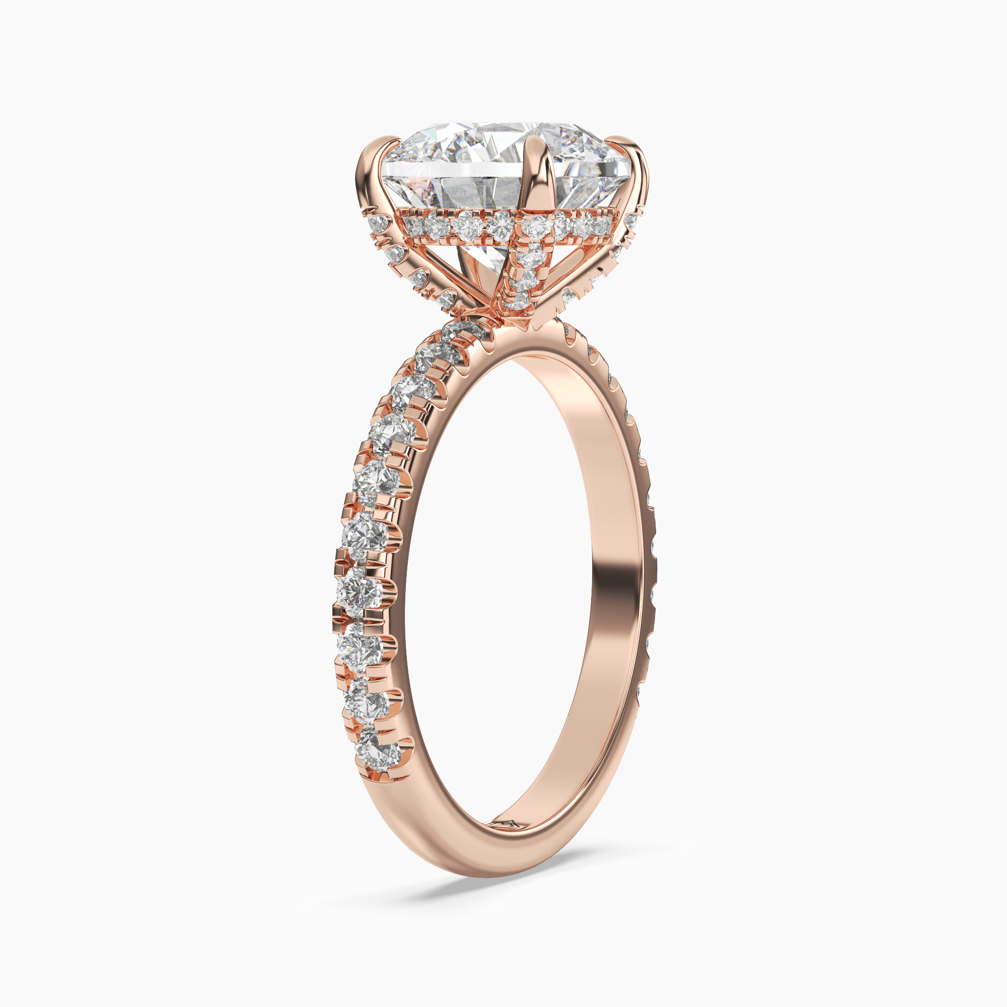 Serena 4 Carat Round Cut Hidden Halo Lab Grown Diamond Ring in Silver - View 8