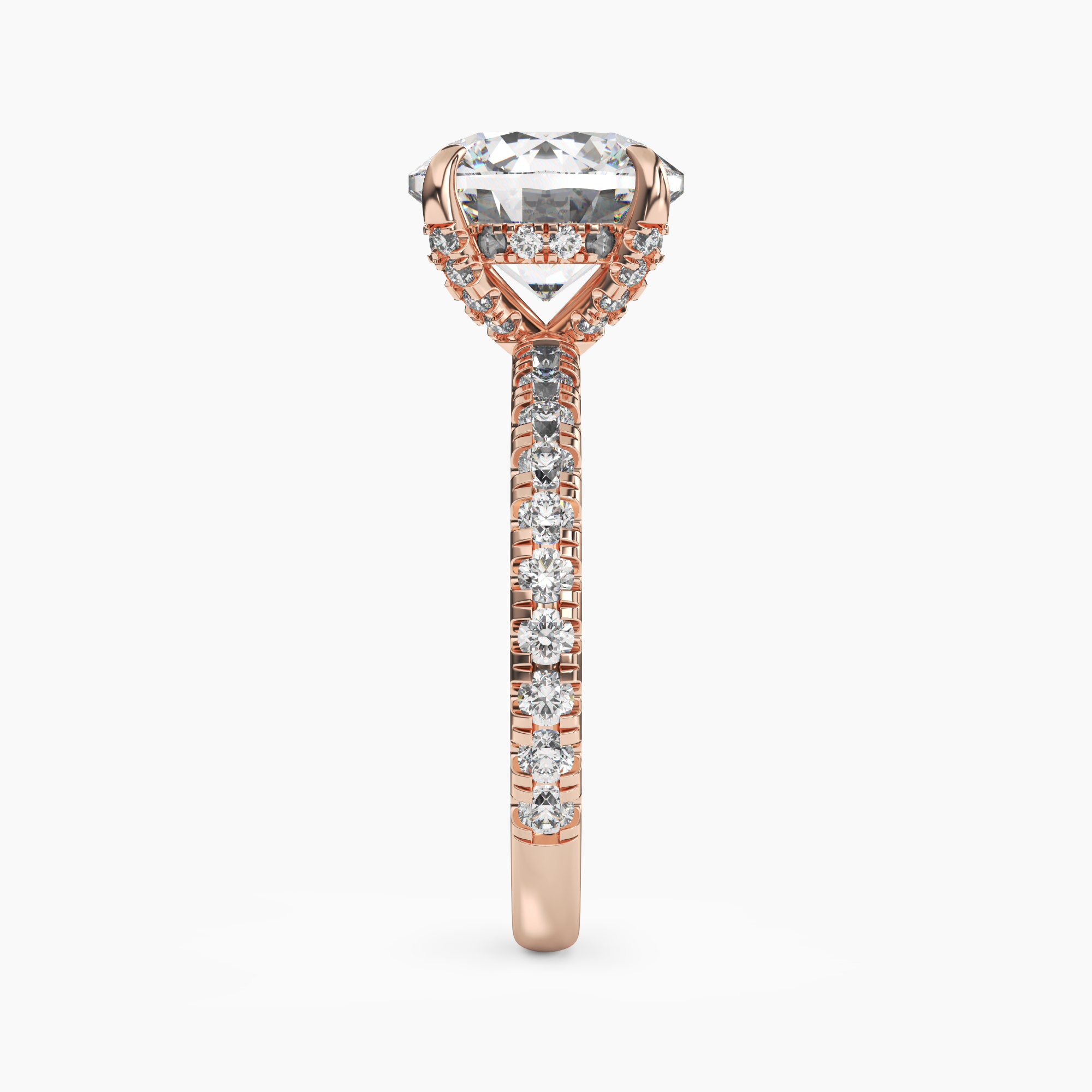 Serena 4 Carat Round Cut Hidden Halo Lab Grown Diamond Ring in Silver - View 9