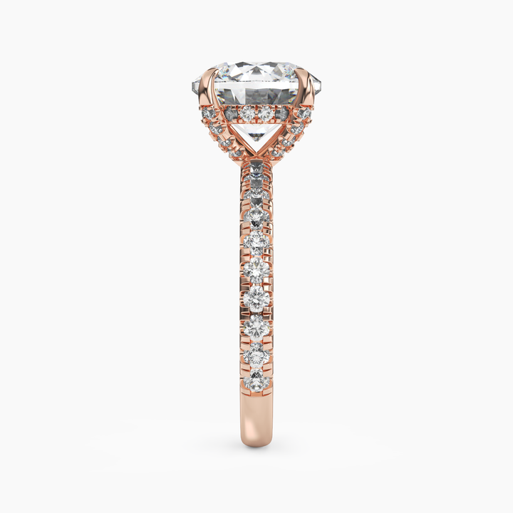 Serena 3 Carat Round Cut Hidden Halo Lab Grown Diamond Ring in 14K Yellow Gold - View 9