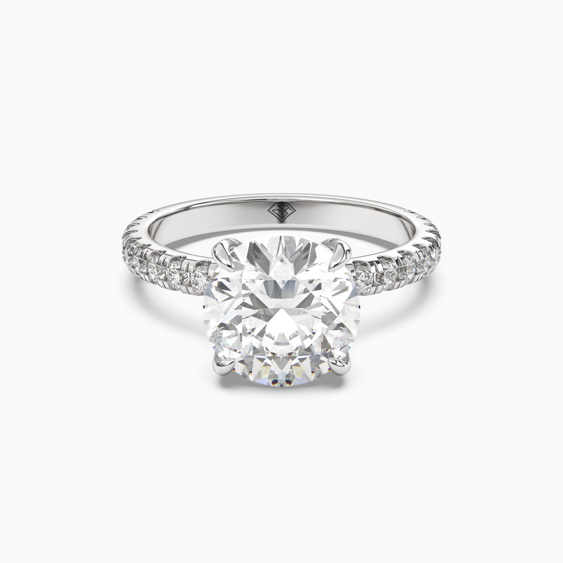 Serena 5 Carat Round Cut Hidden Halo Lab Grown Diamond Ring in Silver