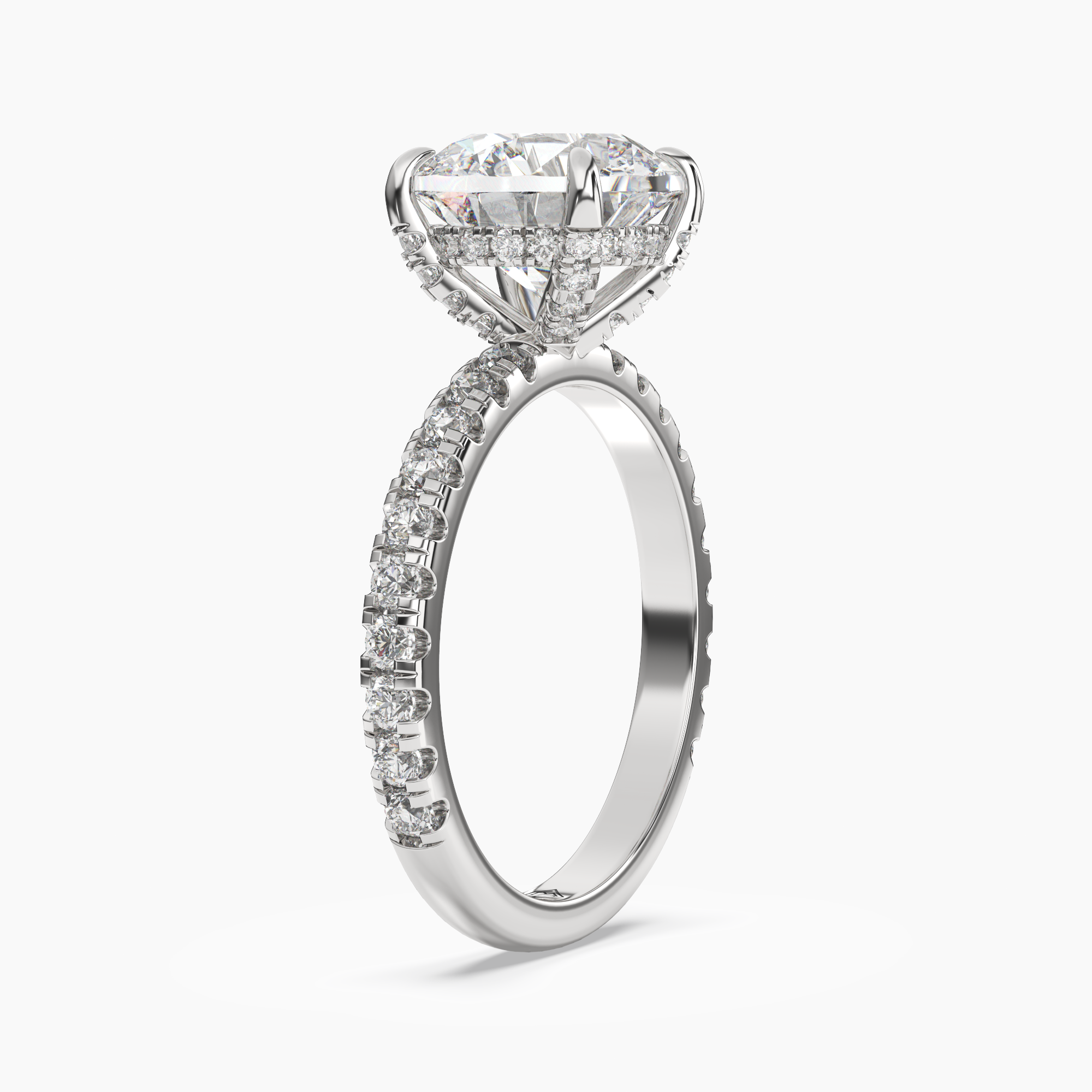 Serena 2 Carat Round Cut Hidden Halo Lab Grown Diamond Ring in Silver - View 2