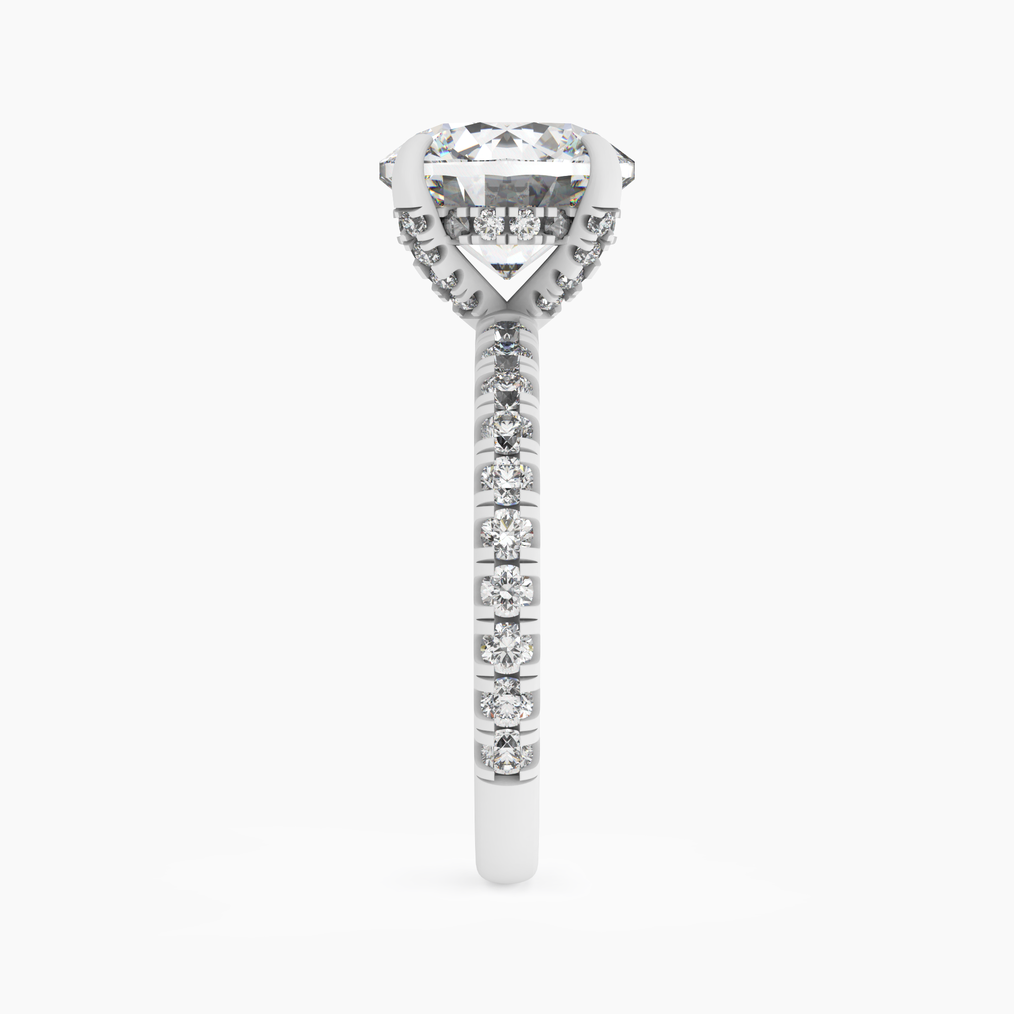Serena 2 Carat Round Cut Hidden Halo Lab Grown Diamond Ring in 18K White Gold - View 3