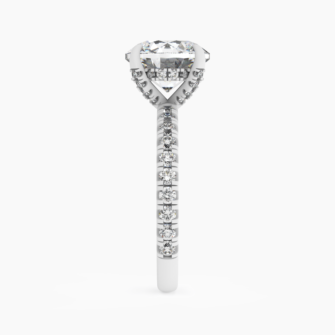 Serena 4 Carat Round Cut Hidden Halo Lab Grown Diamond Ring in Silver - View 3