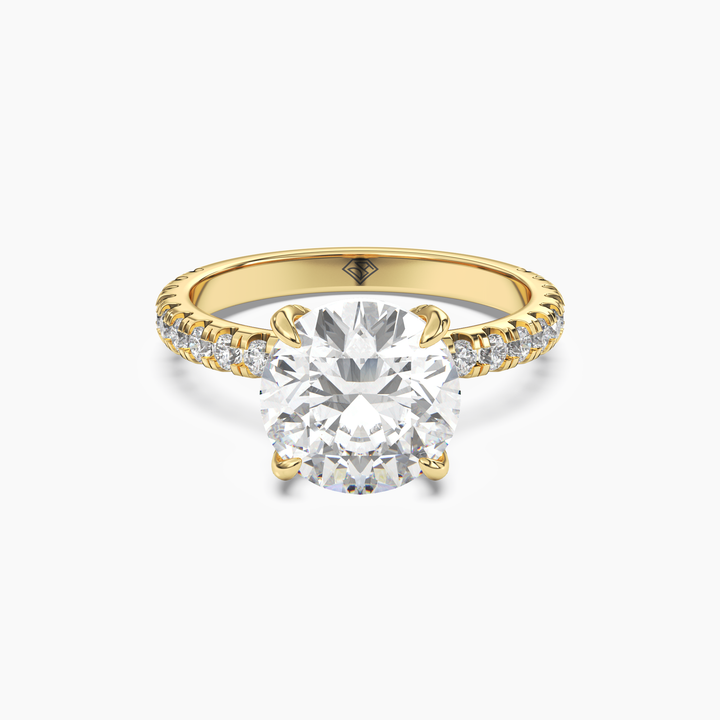 Serena 2 Carat Round Cut Hidden Halo Lab Grown Diamond Ring in 14K Yellow Gold