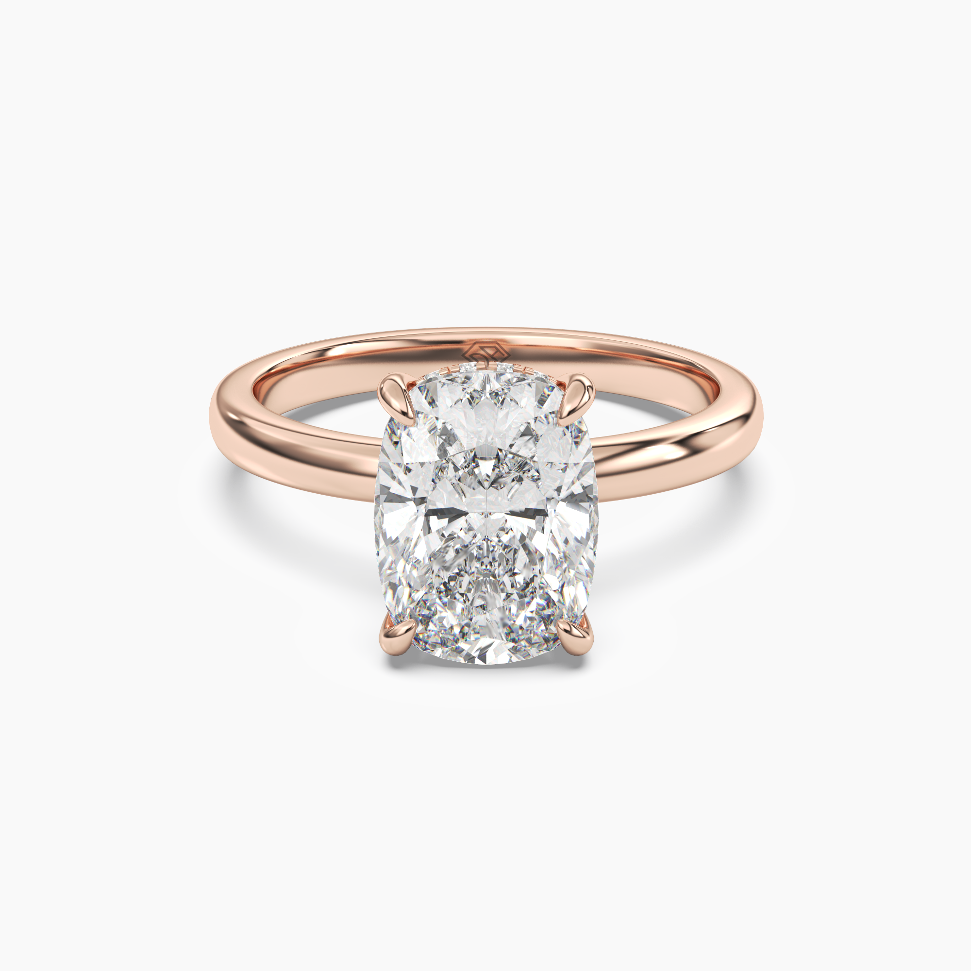 Penelope 1.5 Carat Cushion Cut Hidden Halo Lab Grown Diamond Ring in Silver - View 7