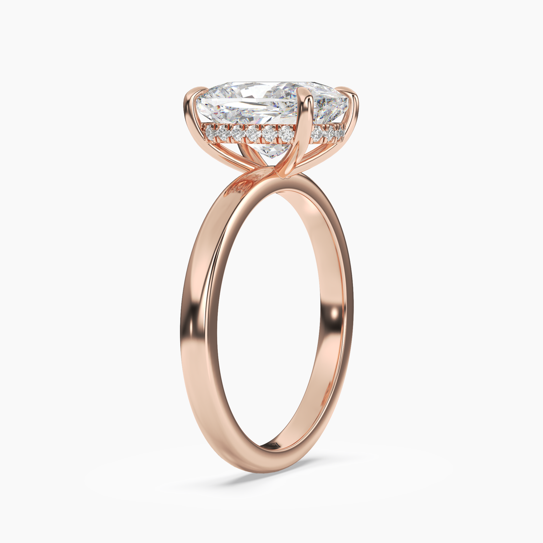 Penelope 2.5 Carat Cushion Cut Hidden Halo Lab Grown Diamond Ring in 18K Rose Gold - View 2