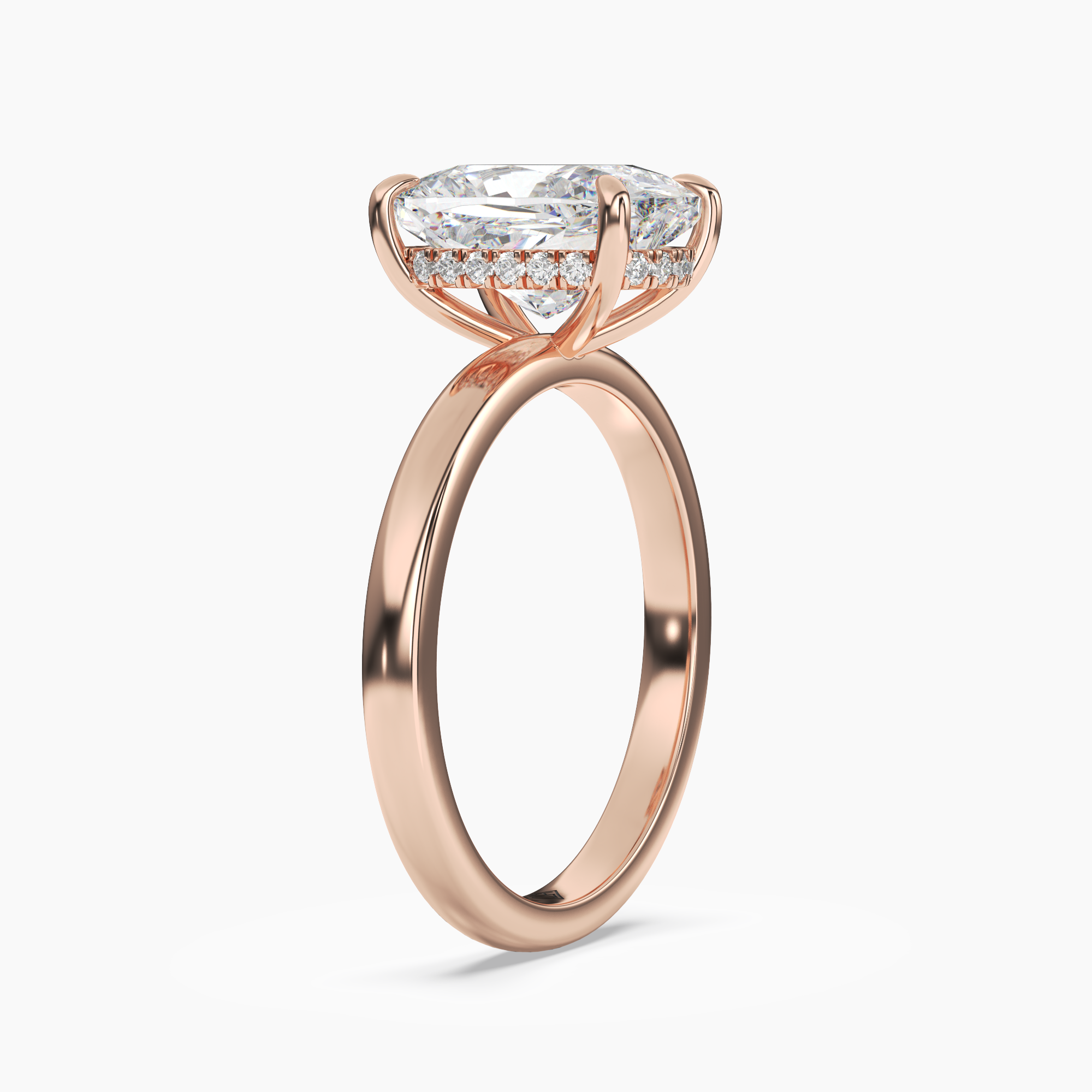 Penelope 4 Carat Cushion Cut Hidden Halo Lab Grown Diamond Ring in 18K Rose Gold - View 2