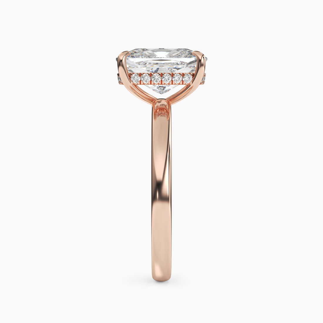 Penelope 1 Carat Cushion Cut Hidden Halo Lab Grown Diamond Ring in 14K Rose Gold - View 3