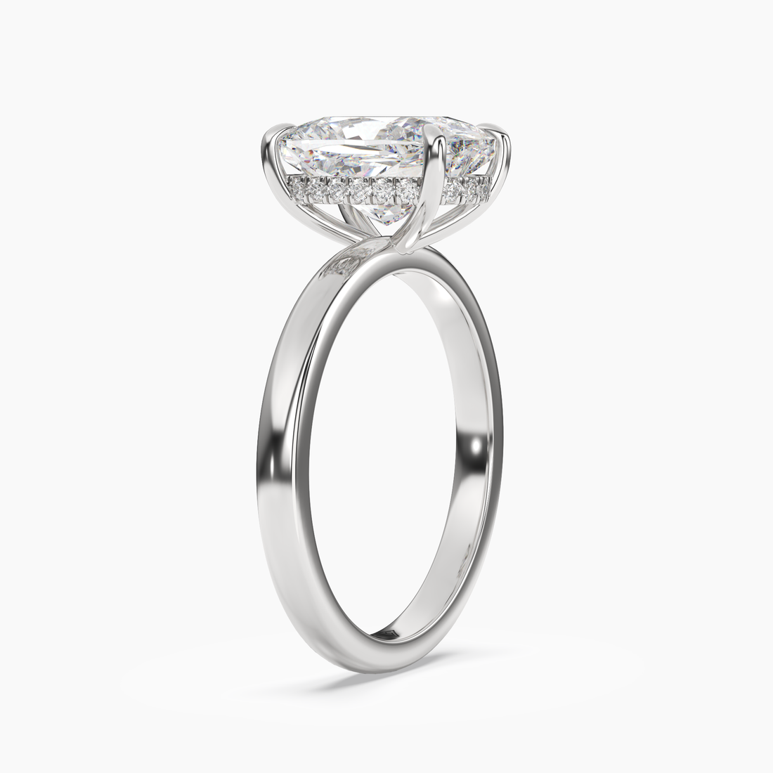 Penelope 3 Carat Cushion Cut Hidden Halo Lab Grown Diamond Ring in Silver - View 2