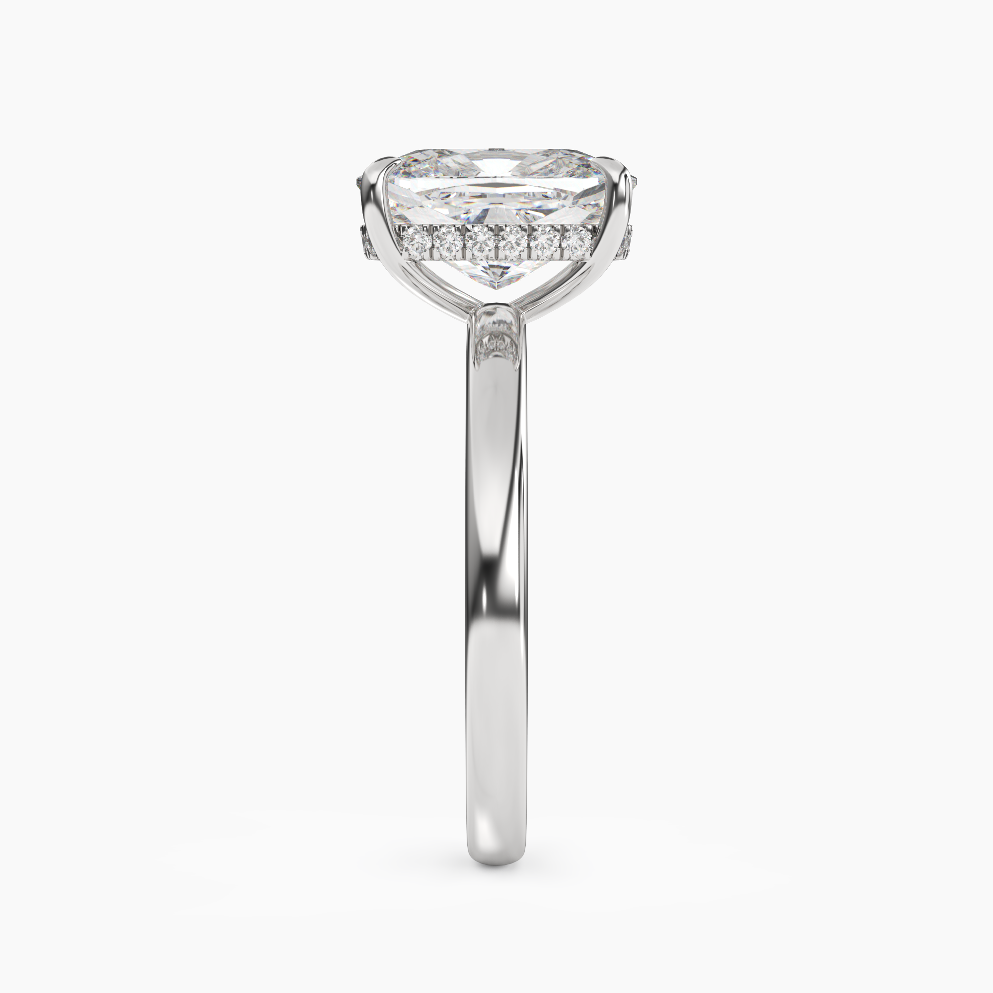 Penelope 3.5 Carat Cushion Cut Hidden Halo Lab Grown Diamond Ring in Silver - View 3