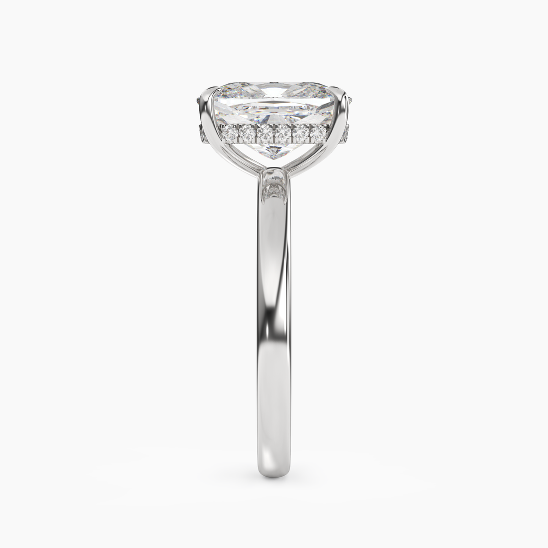 Penelope 2.5 Carat Cushion Cut Hidden Halo Lab Grown Diamond Ring in Silver - View 3