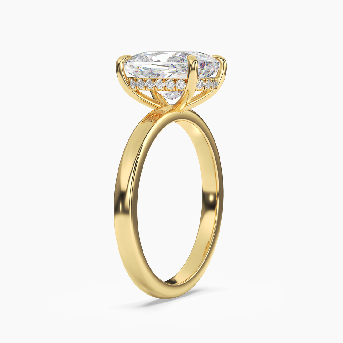 Penelope 4.5 Carat Cushion Cut Hidden Halo Lab Grown Diamond Ring in 18K Yellow Gold - View 2