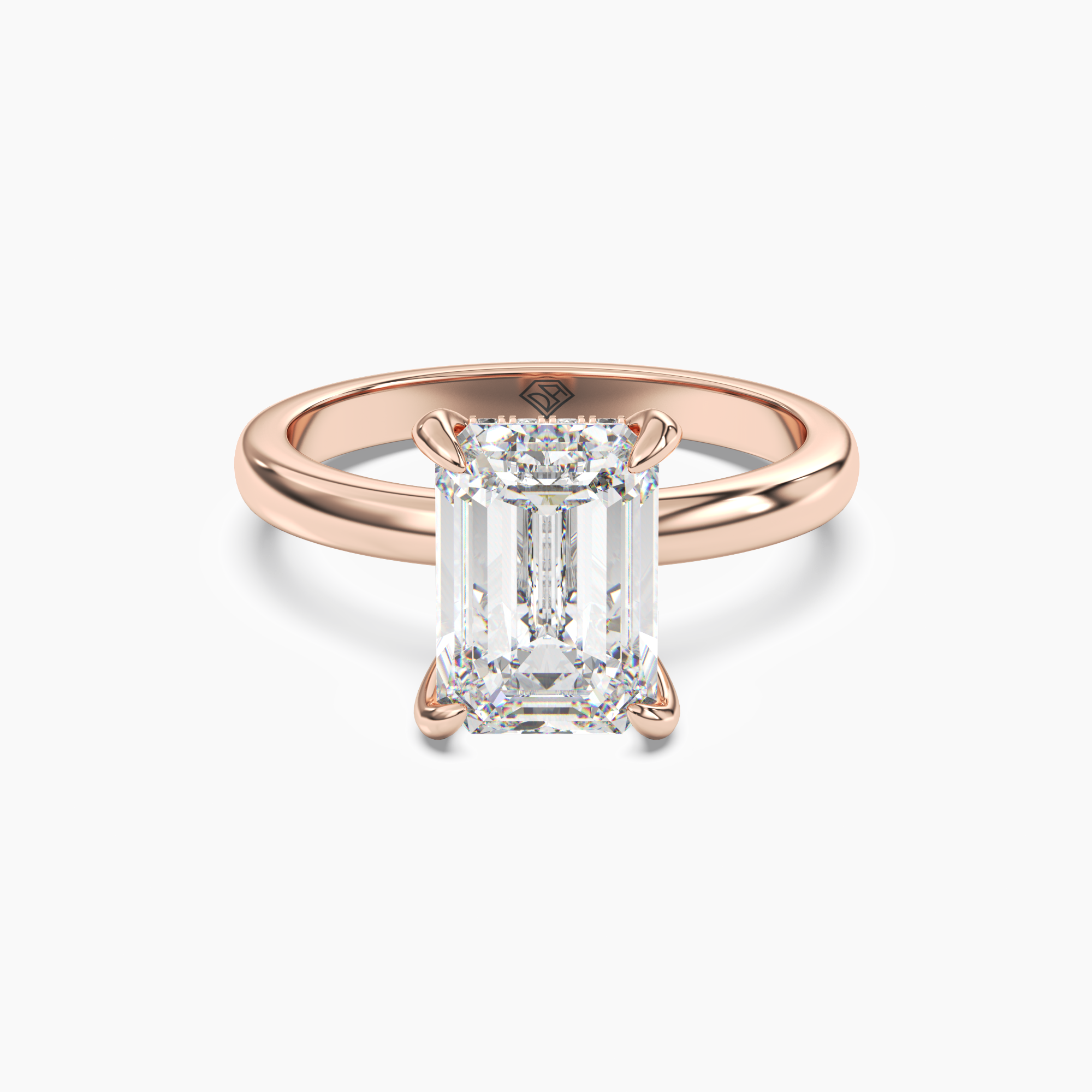 Penelope 1 Carat Emerald Cut Hidden Halo Lab Grown Diamond Ring in 18K Rose Gold
