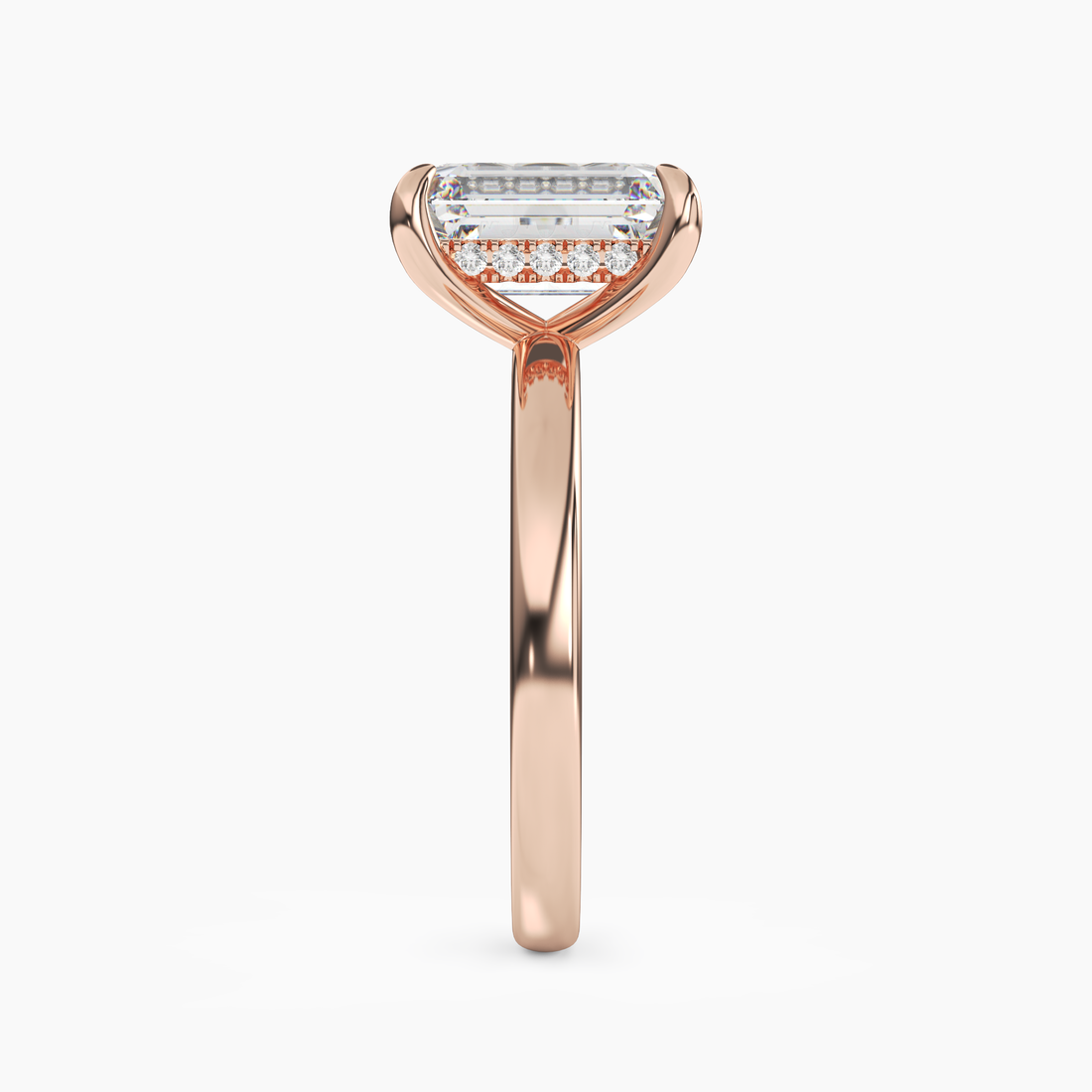 Penelope 2.5 Carat Emerald Cut Hidden Halo Lab Grown Diamond Ring in Silver - View 9