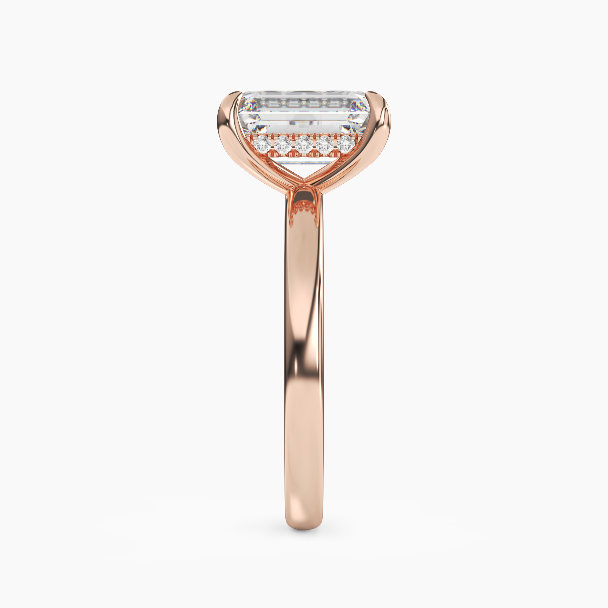 Penelope 4 Carat Emerald Cut Hidden Halo Lab Grown Diamond Ring in Platinum - View 9