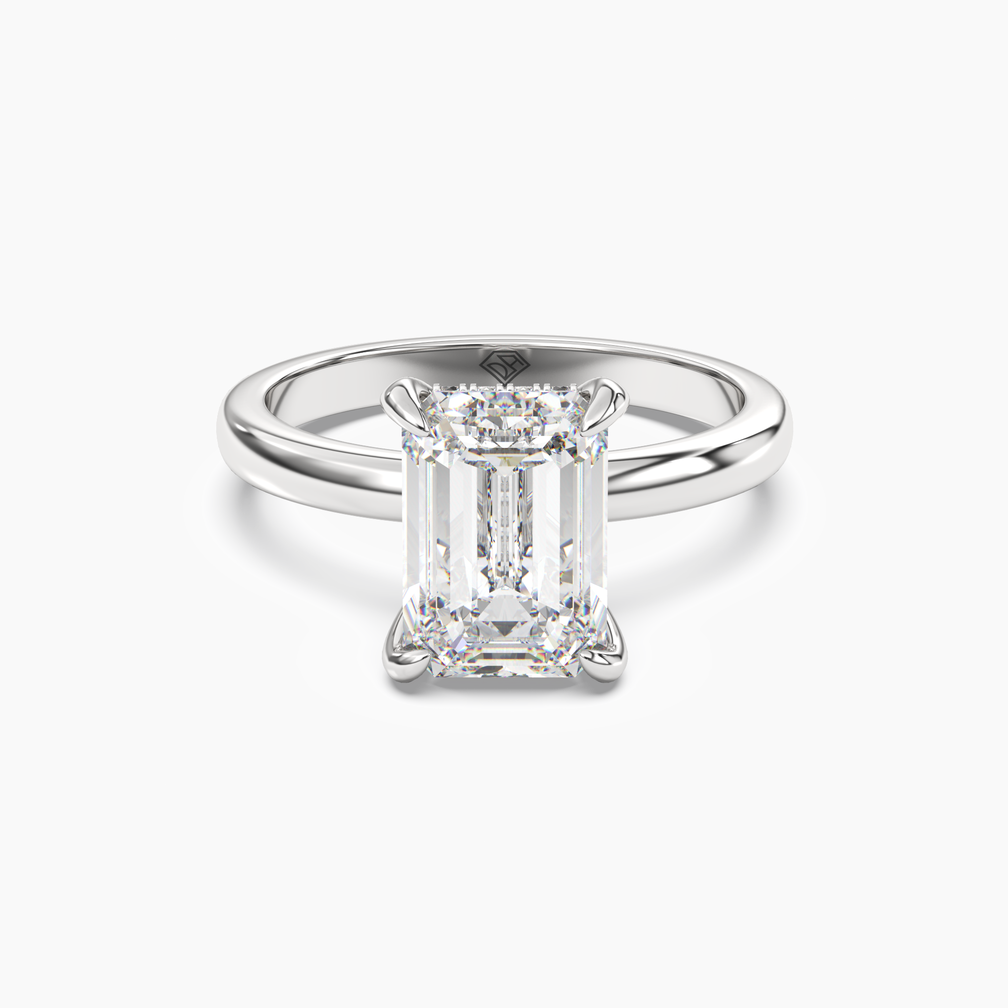 Penelope 3 Carat Emerald Cut Hidden Halo Lab Grown Diamond Ring in Silver