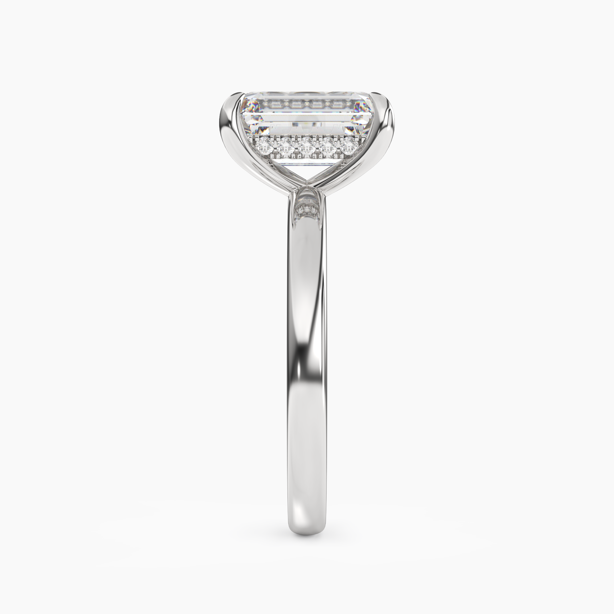 Penelope 4 Carat Emerald Cut Hidden Halo Lab Grown Diamond Ring in Silver - View 3