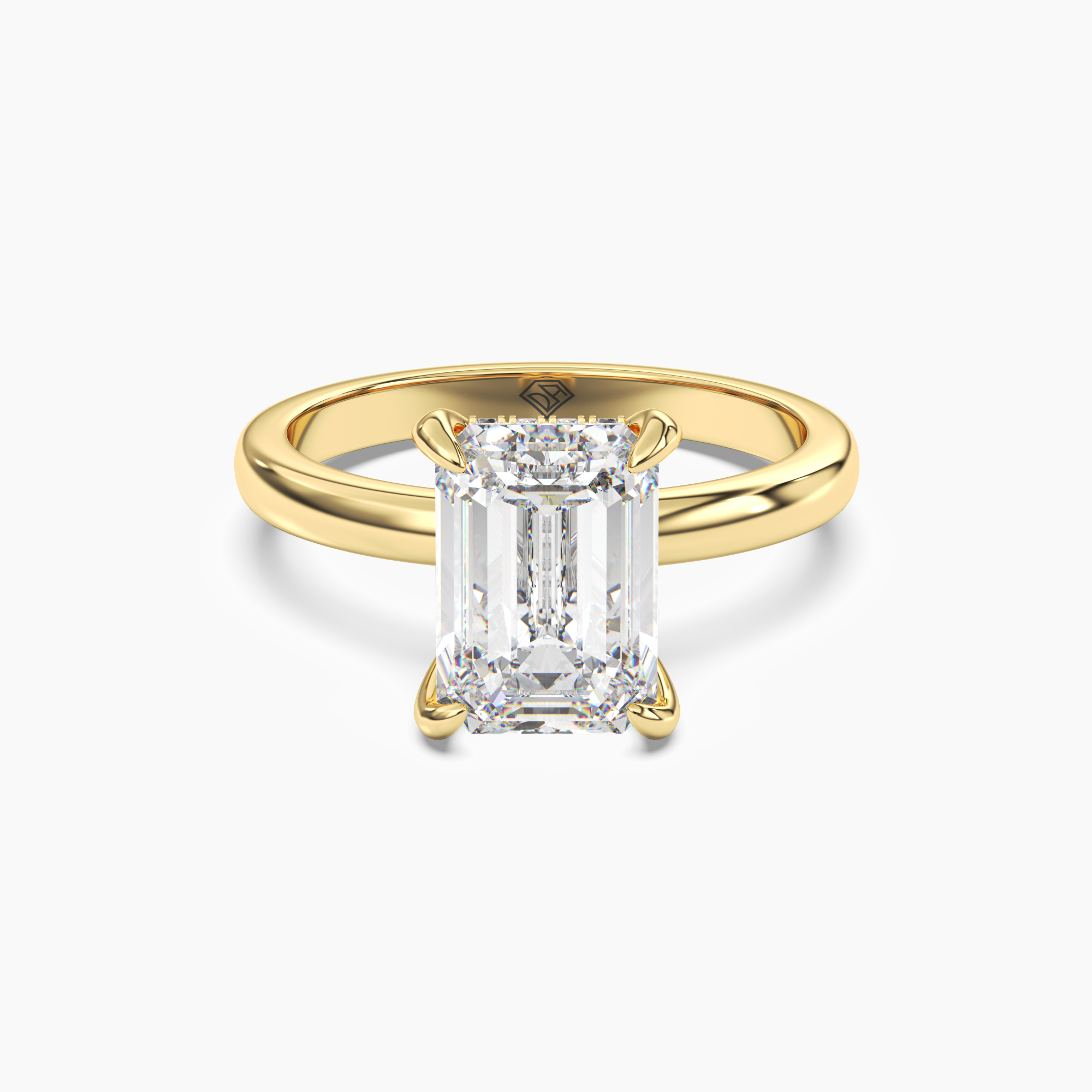 Penelope 1 Carat Emerald Cut Hidden Halo Lab Grown Diamond Ring in Silver - View 4