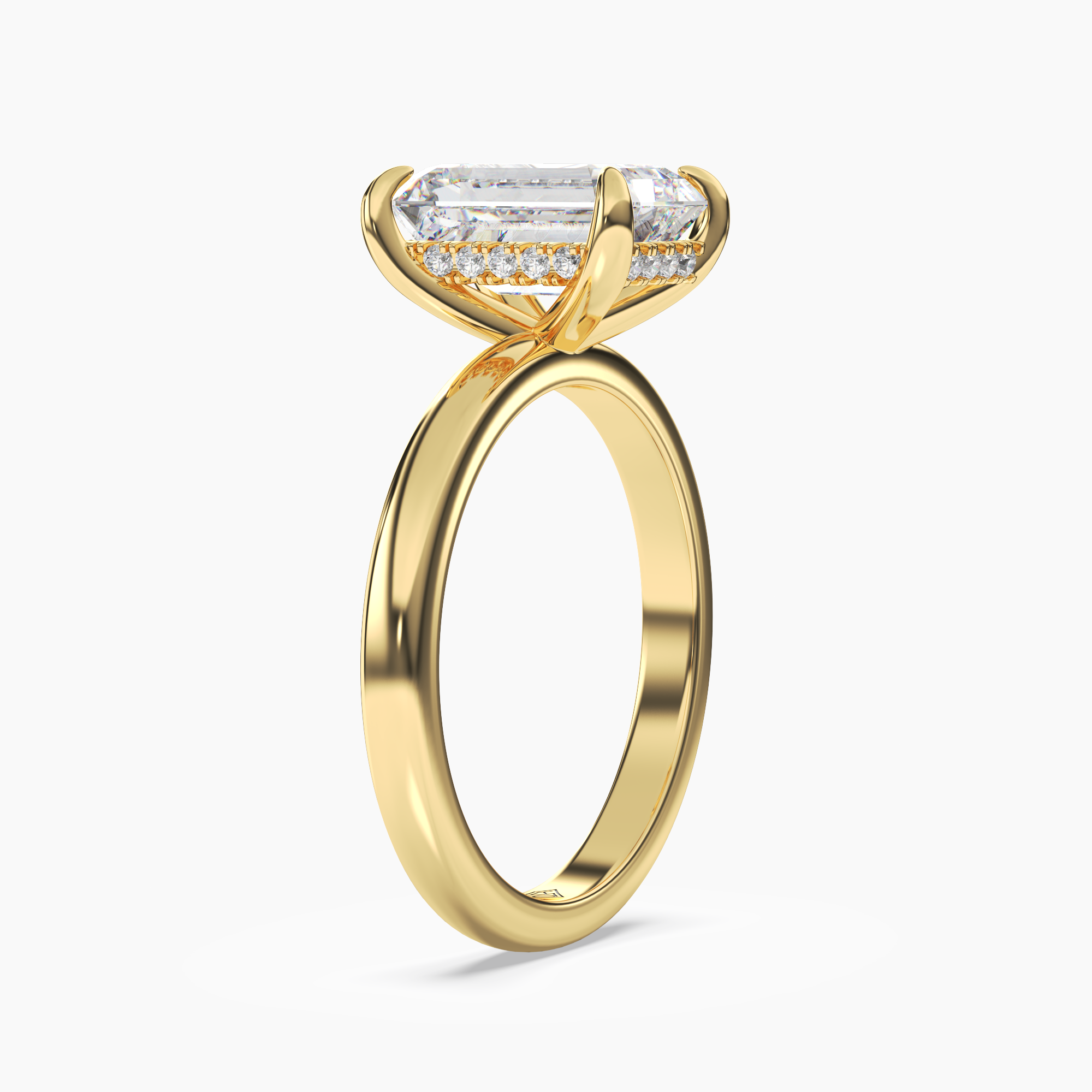 Penelope 1 Carat Emerald Cut Hidden Halo Lab Grown Diamond Ring in 18K White Gold - View 5