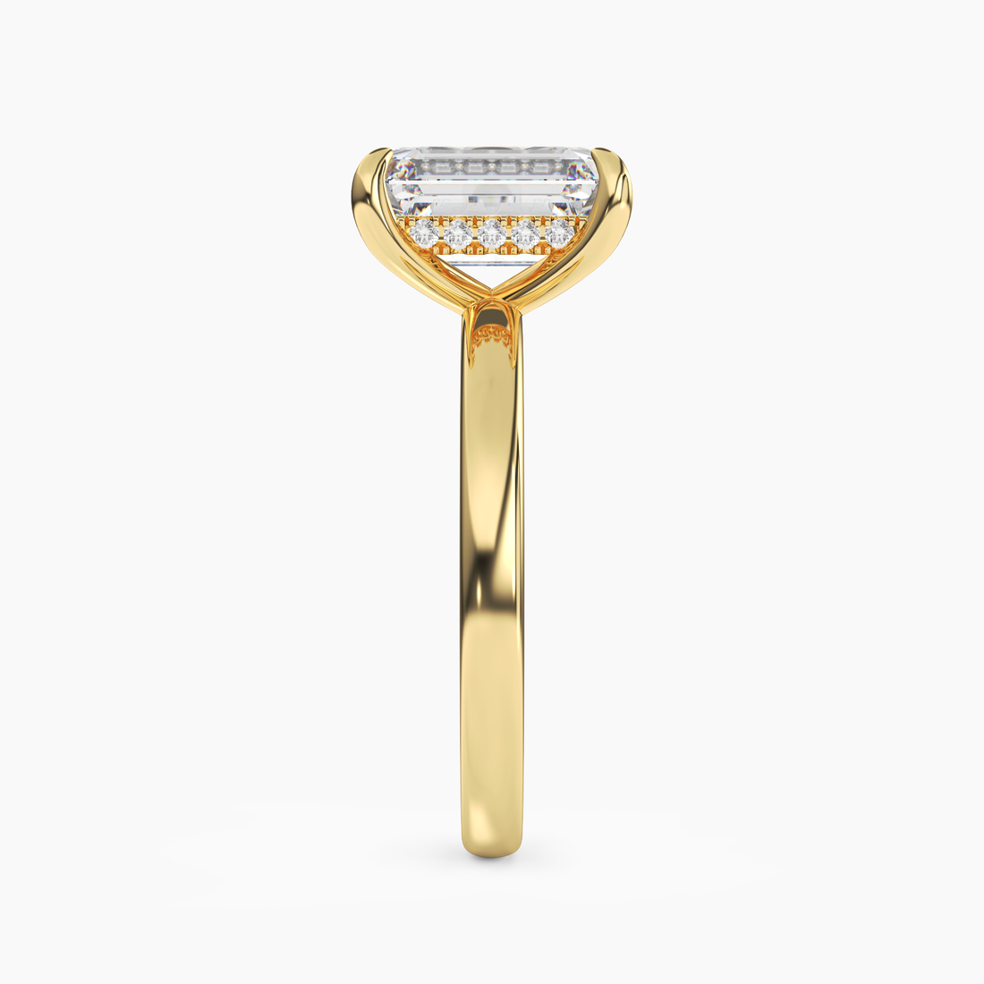 Penelope 3 Carat Emerald Cut Hidden Halo Lab Grown Diamond Ring in 10K Yellow Gold - View 3
