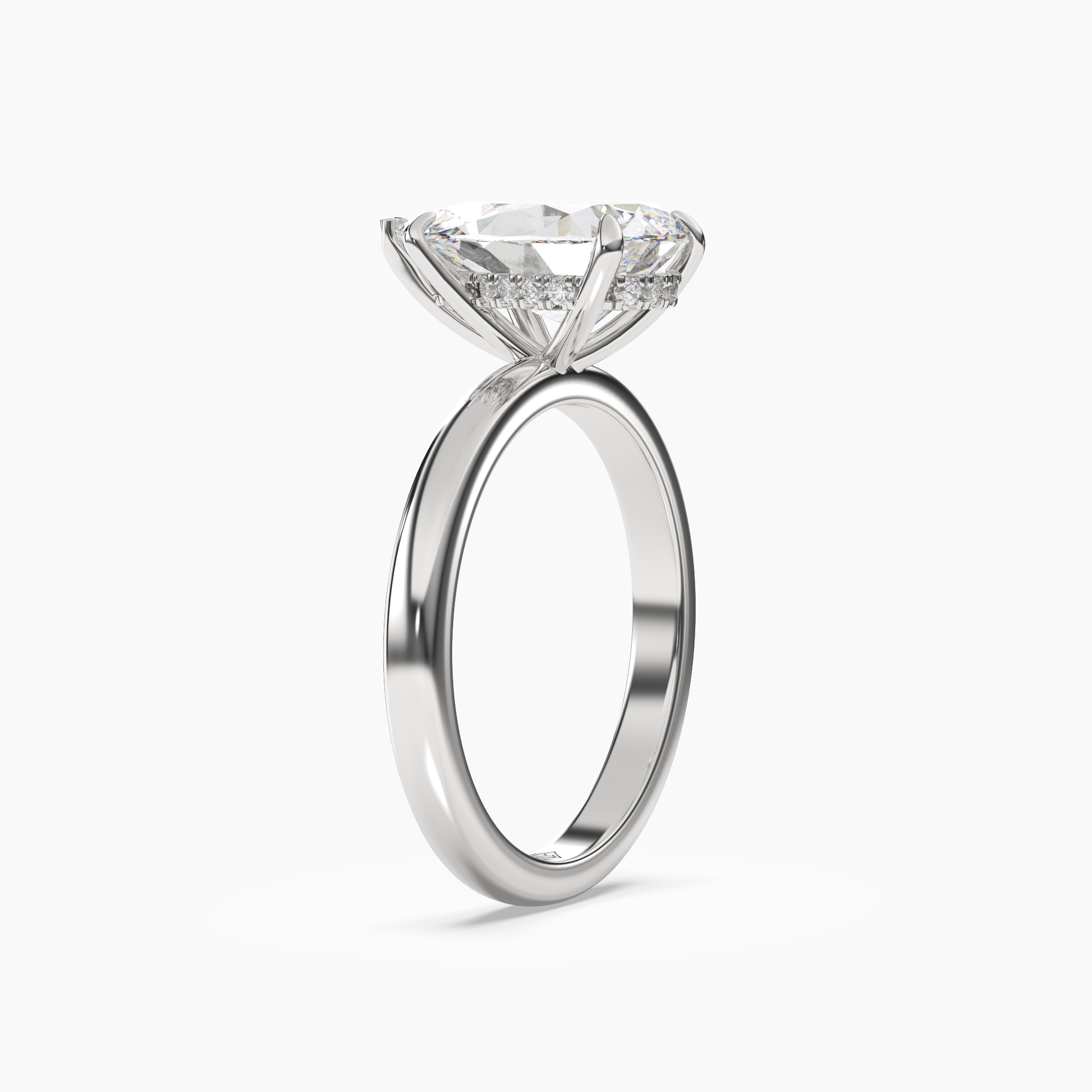 Penelope 2.5 Carat Pear Cut Hidden Halo Lab Grown Diamond Ring in Silver - View 2