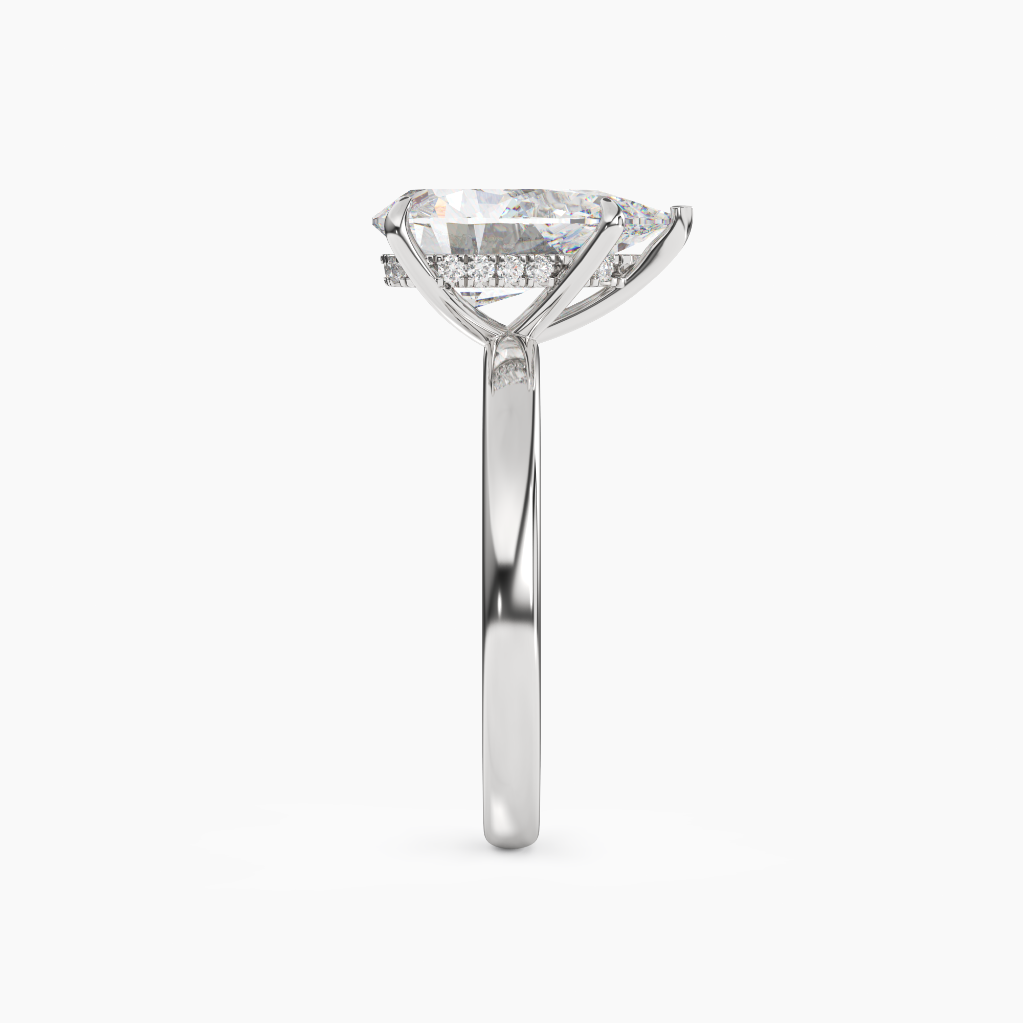 Penelope 4 Carat Pear Cut Hidden Halo Lab Grown Diamond Ring in Silver - View 3
