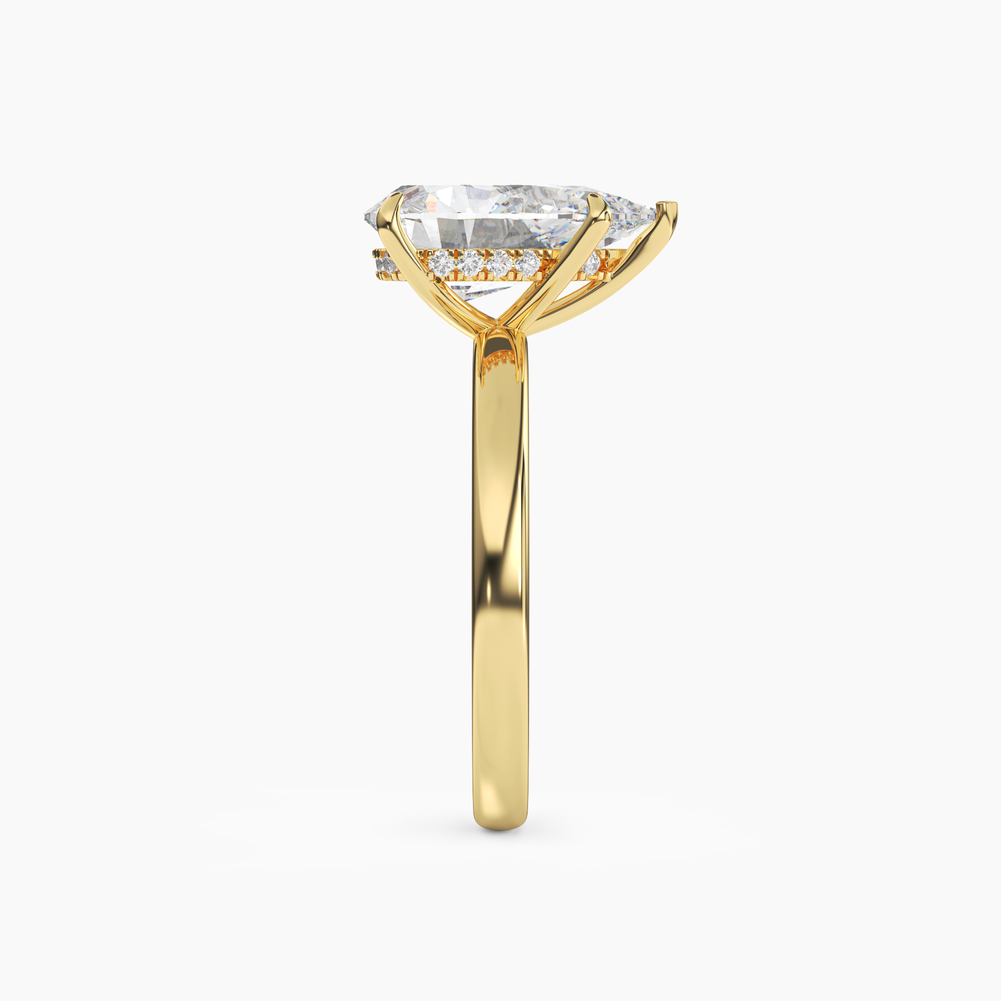 Penelope 2.5 Carat Pear Cut Hidden Halo Lab Grown Diamond Ring in Silver - View 6