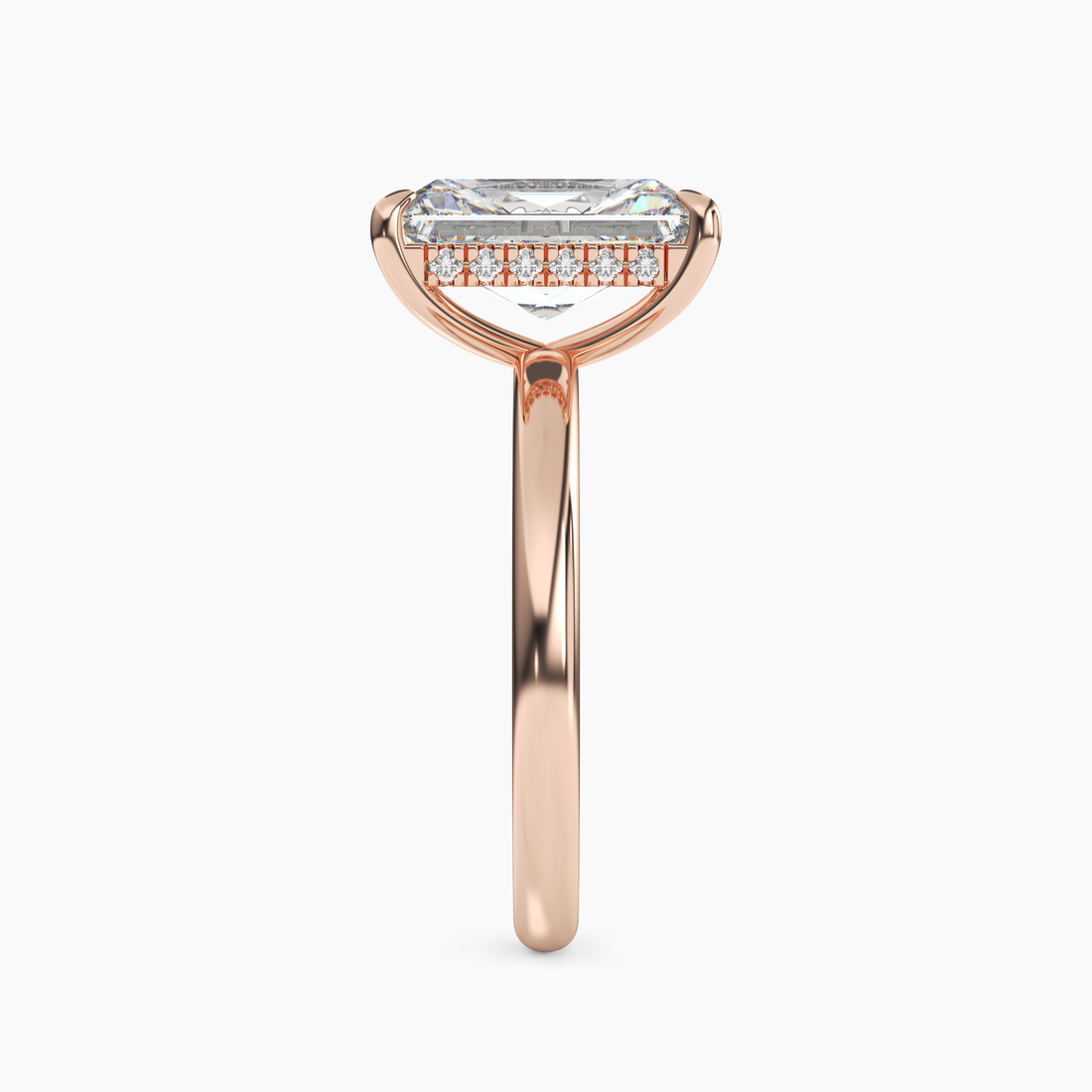 Lyric Radiant Hidden Halo 1.5 Carat Lab Grown Diamond Engagement Ring in 14K Rose Gold