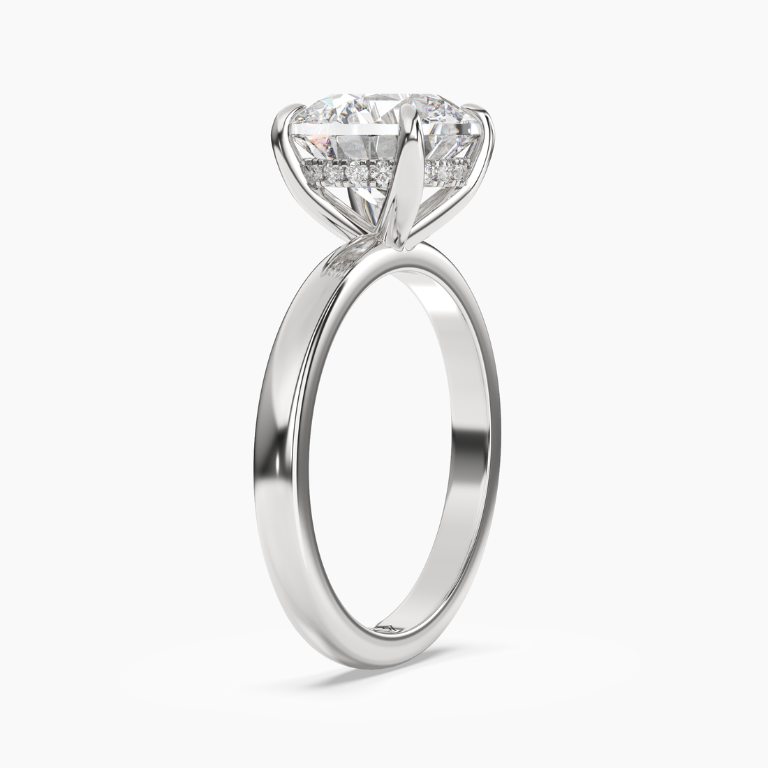 Penelope 1 Carat Round Cut Hidden Halo Lab Grown Diamond Ring in Silver - View 2