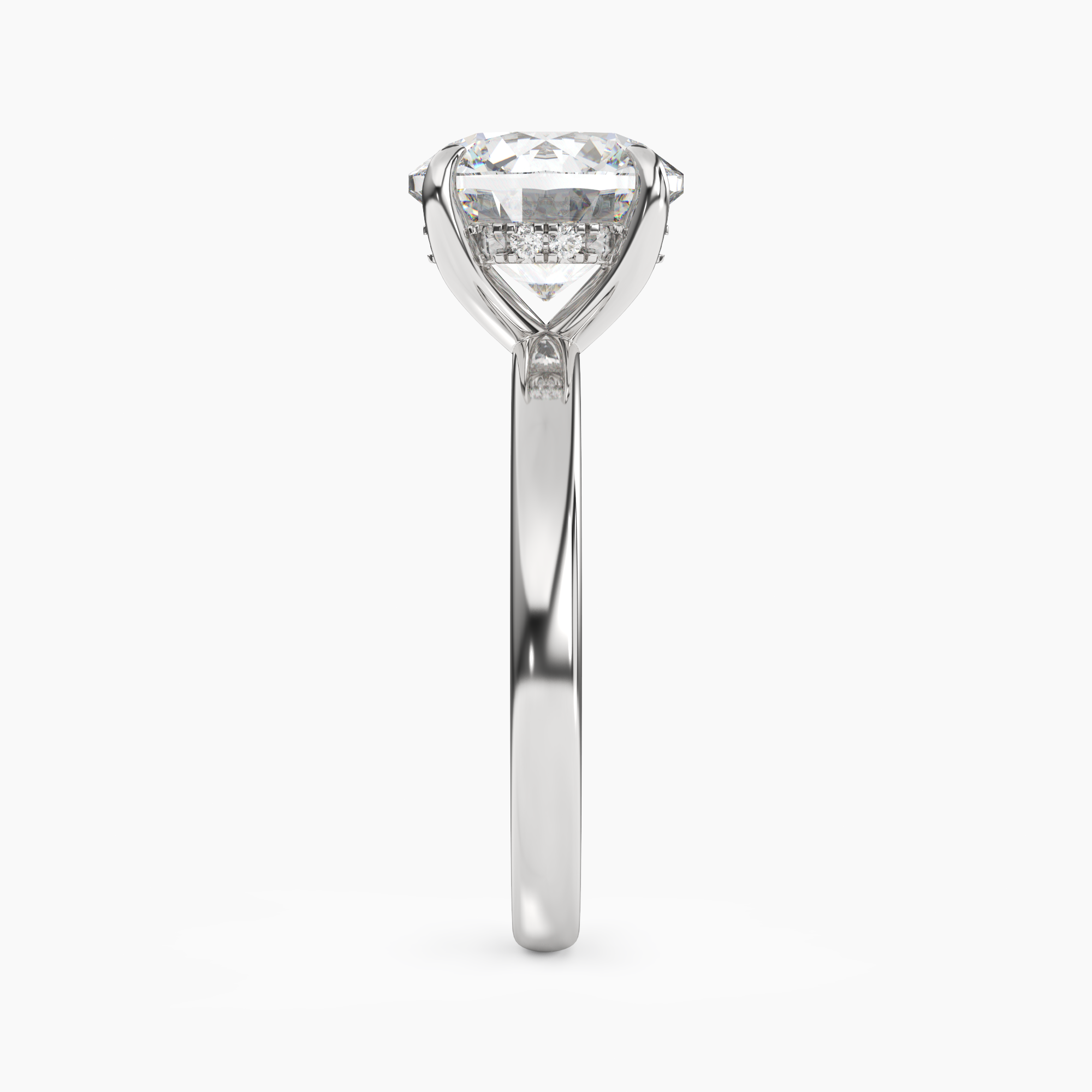Penelope 4 Carat Round Cut Hidden Halo Lab Grown Diamond Ring in 10K White Gold - View 3