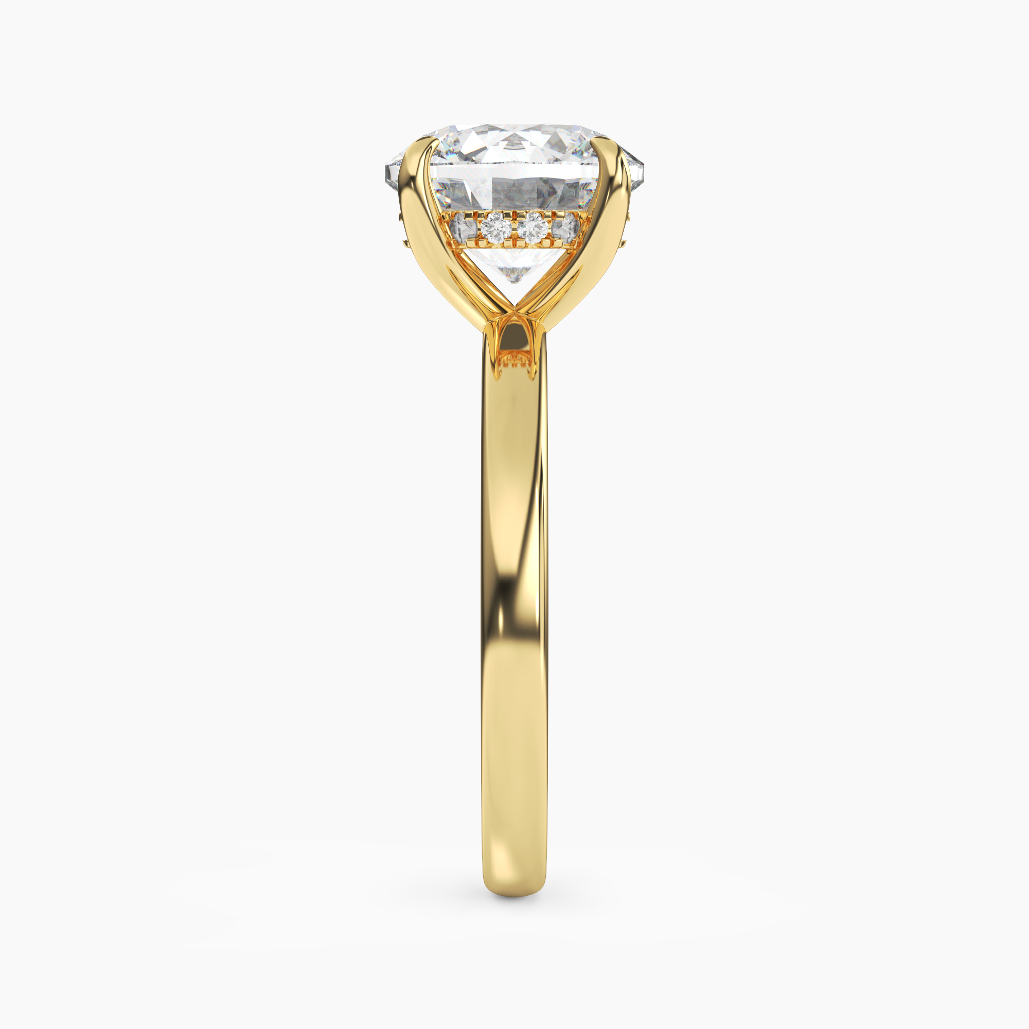Penelope 1.5 Carat Round Cut Hidden Halo Lab Grown Diamond Ring in 18K Yellow Gold - View 3