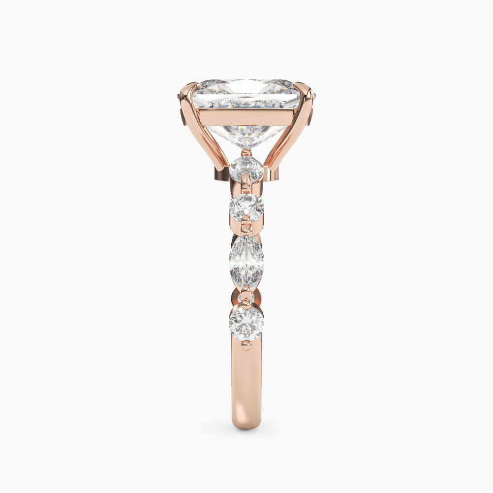 Elodie 2 Carat Cushion Cut Solitaire Lab Grown Diamond Ring in 18K Rose Gold - View 3