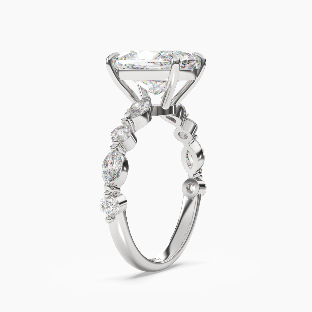 Elodie 3 Carat Cushion Cut Solitaire Lab Grown Diamond Ring in Silver - View 2