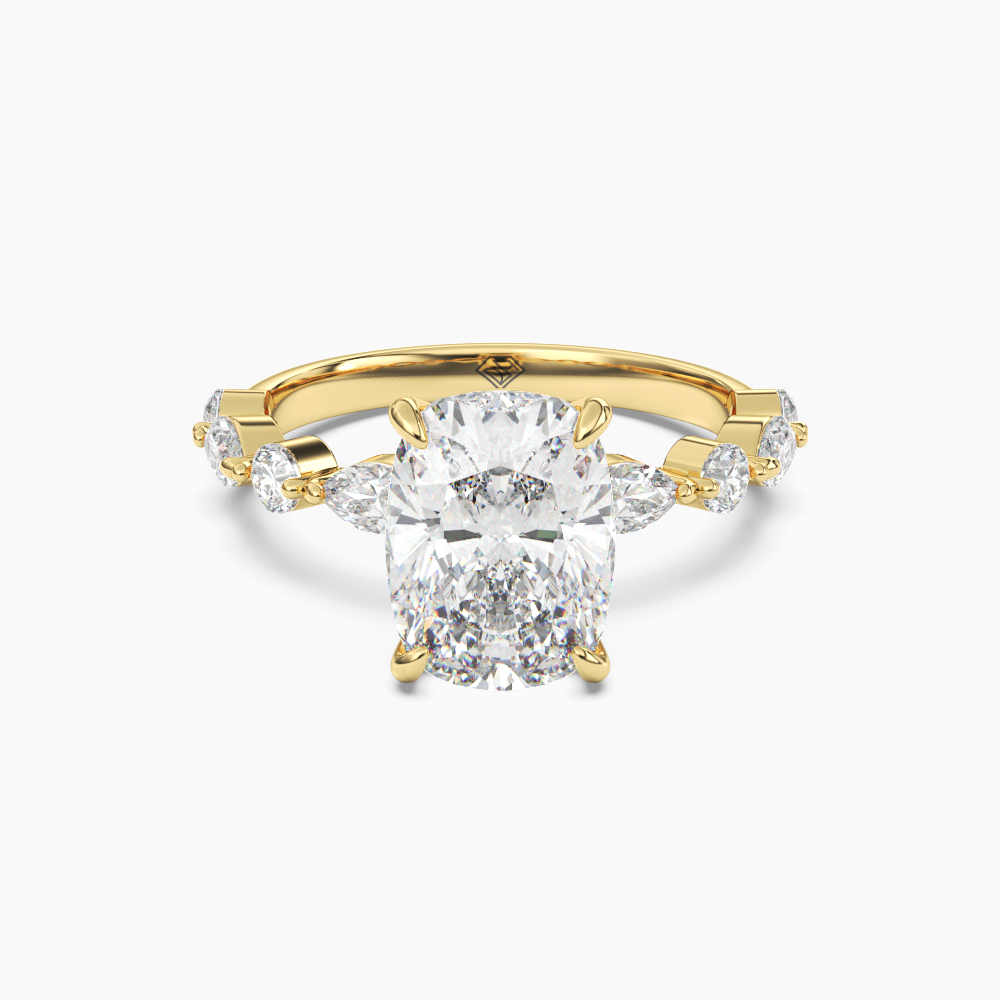 Elodie 4 Carat Cushion Cut Solitaire Lab Grown Diamond Ring in 10K Rose Gold - View 7