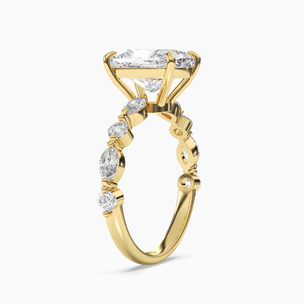Elodie 4 Carat Cushion Cut Solitaire Lab Grown Diamond Ring in 14K Rose Gold - View 8