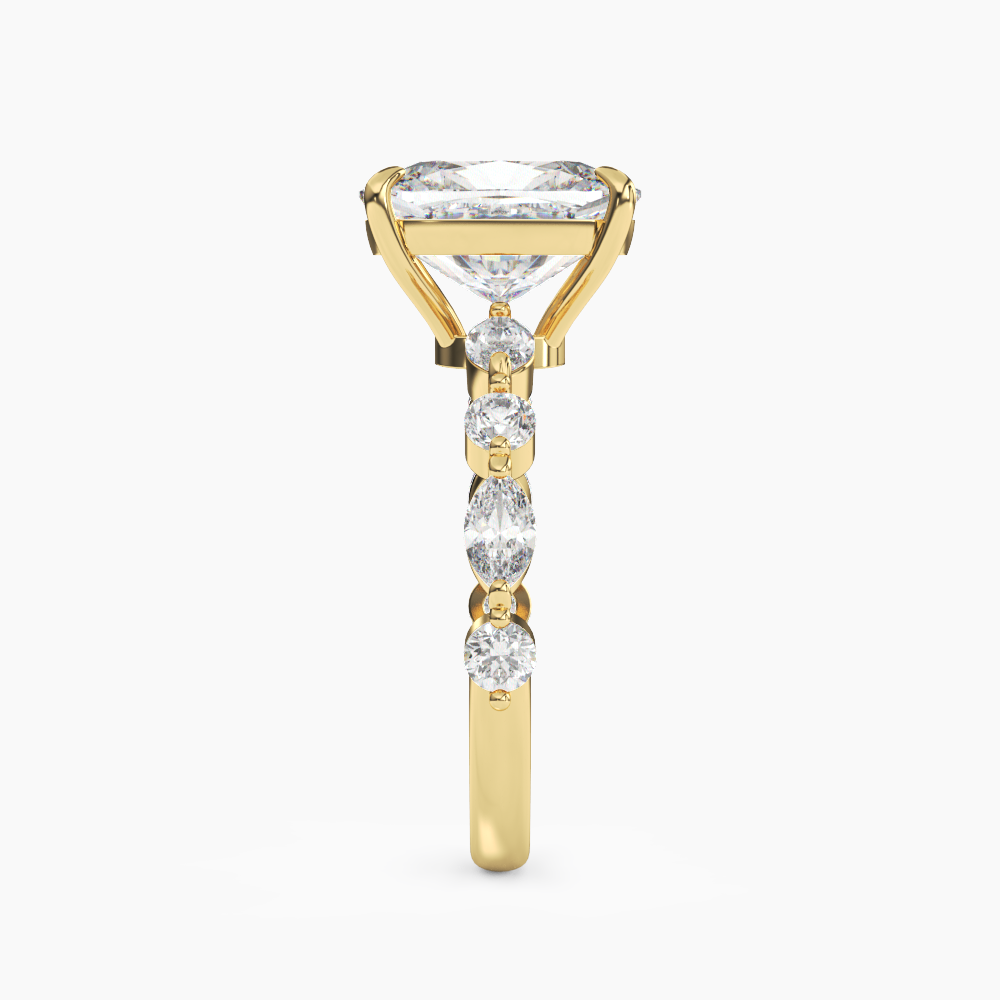Elodie 2 Carat Cushion Cut Solitaire Lab Grown Diamond Ring in 14K Yellow Gold - View 3