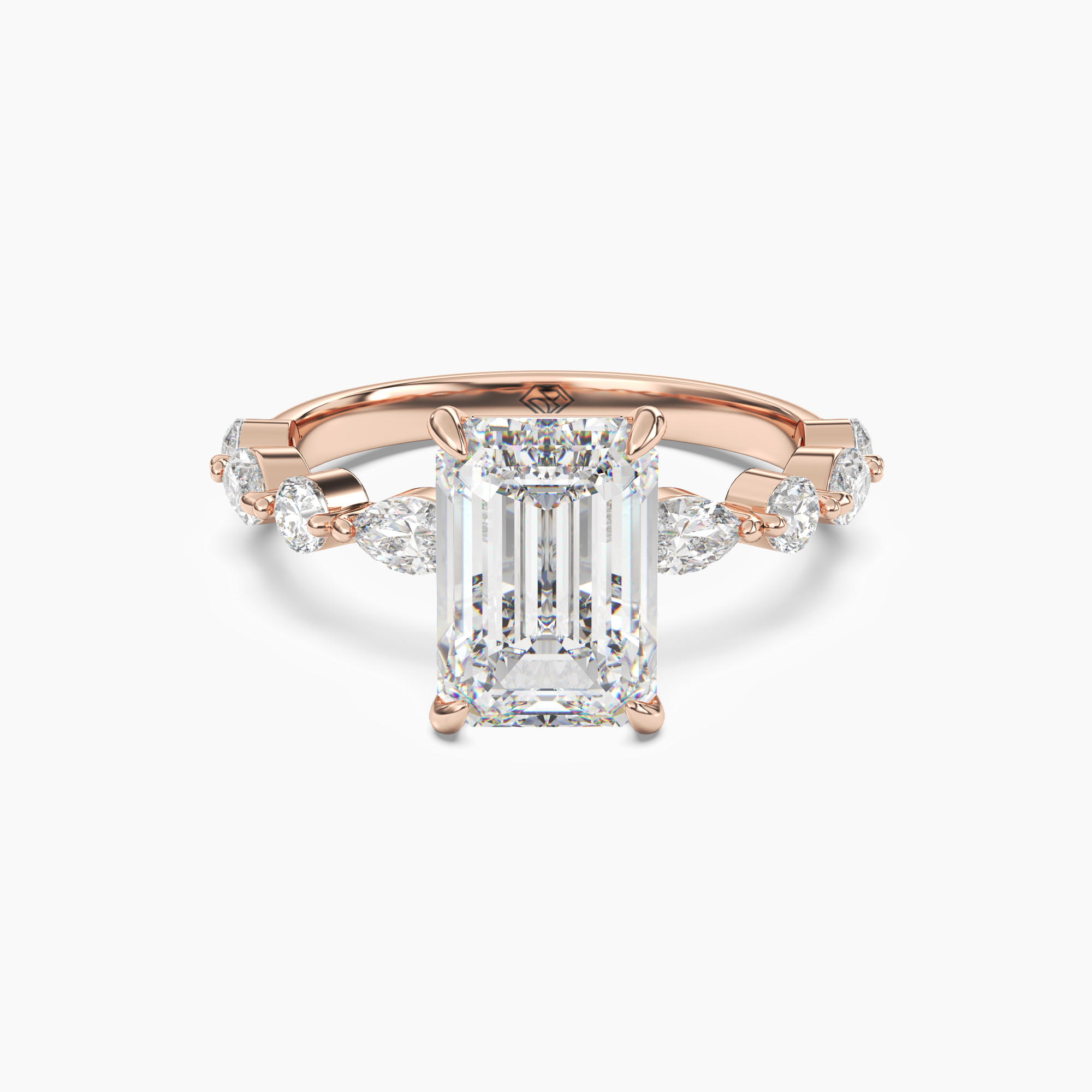 Elodie 2 Carat Emerald Cut Solitaire Lab Grown Diamond Ring in Silver - View 7