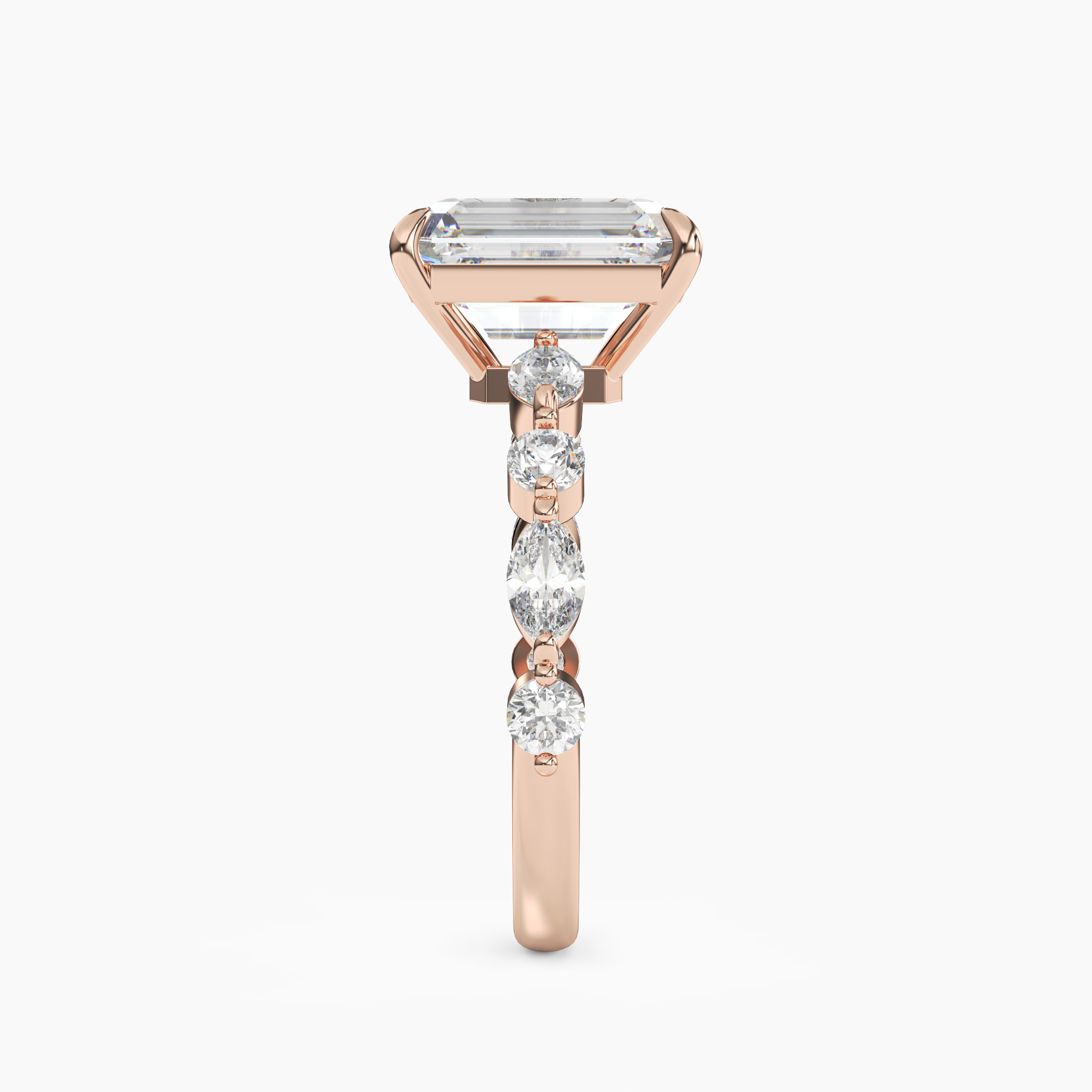 Elodie 3.5 Carat Emerald Cut Solitaire Lab Grown Diamond Ring in Silver - View 9