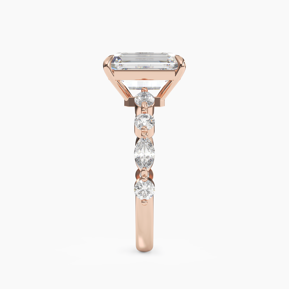 Elodie 1.5 Carat Emerald Cut Solitaire Lab Grown Diamond Ring in 10K Rose Gold - View 3