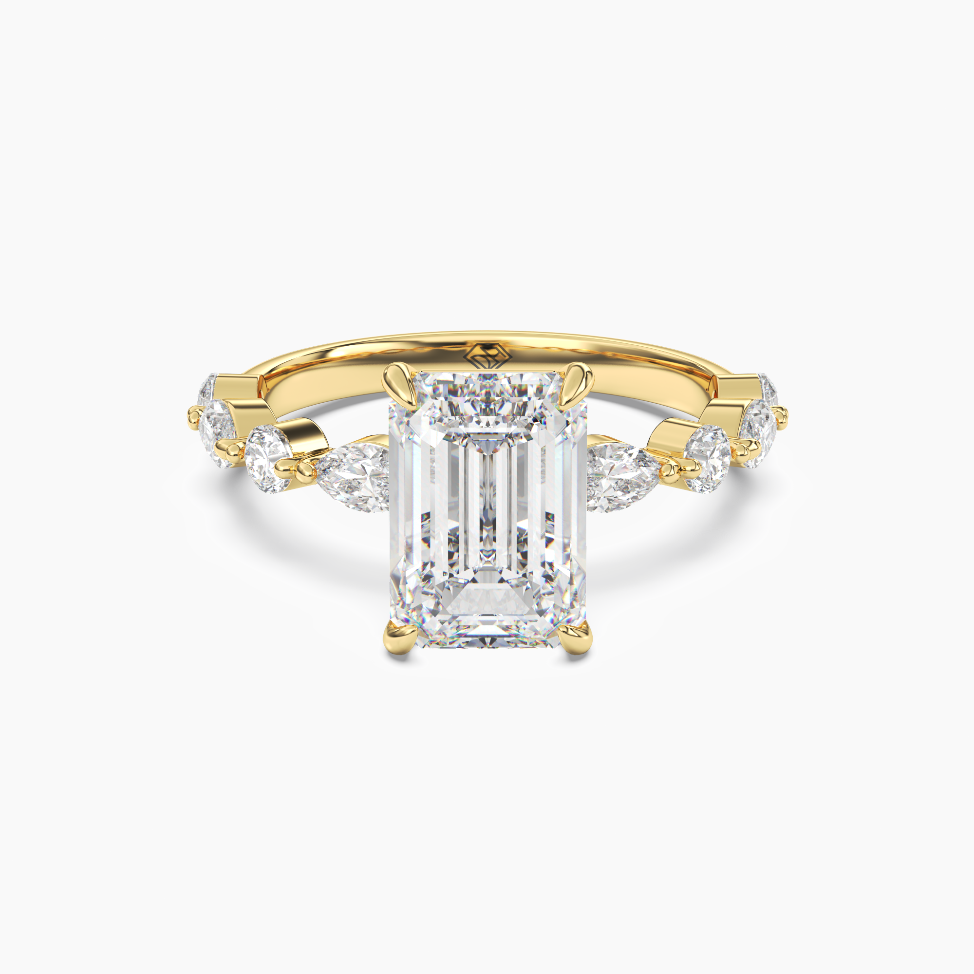 Elodie 4.5 Carat Emerald Cut Solitaire Lab Grown Diamond Ring in Silver - View 4