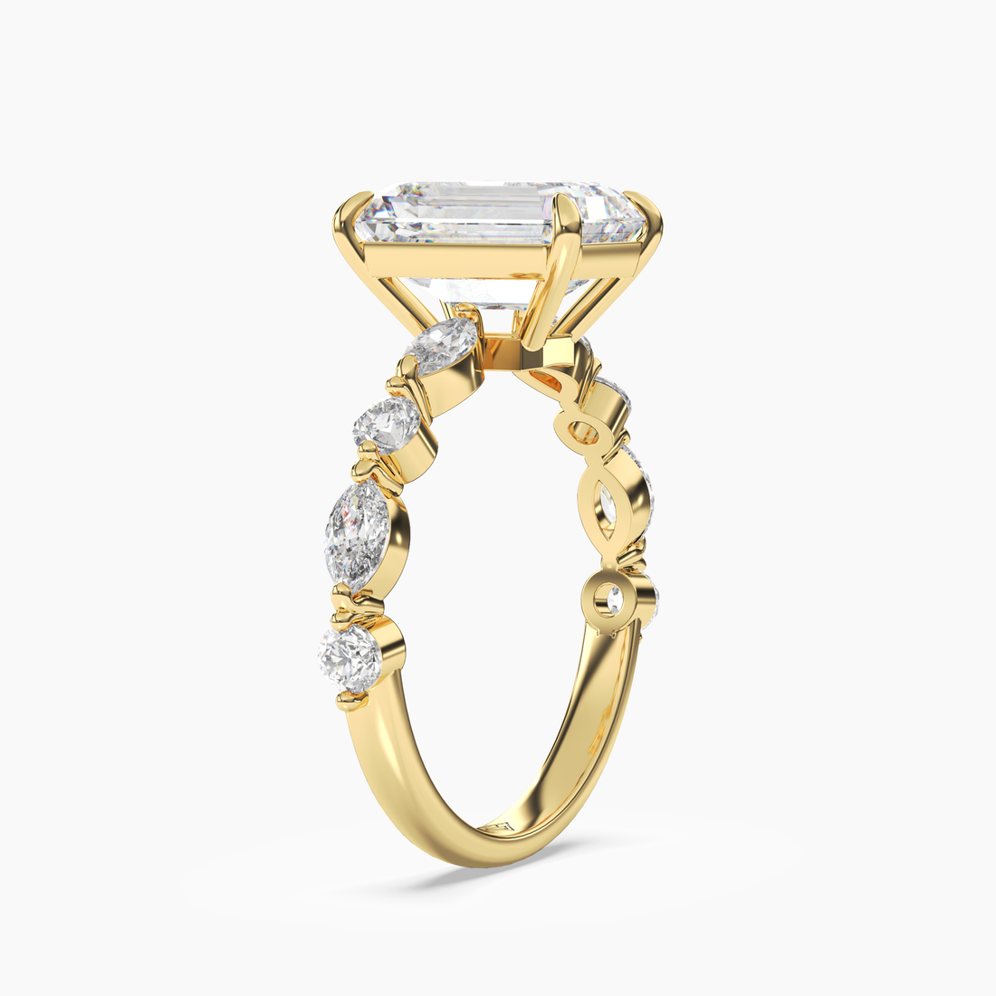 Elodie 3 Carat Emerald Cut Solitaire Lab Grown Diamond Ring in 14K Yellow Gold - View 2