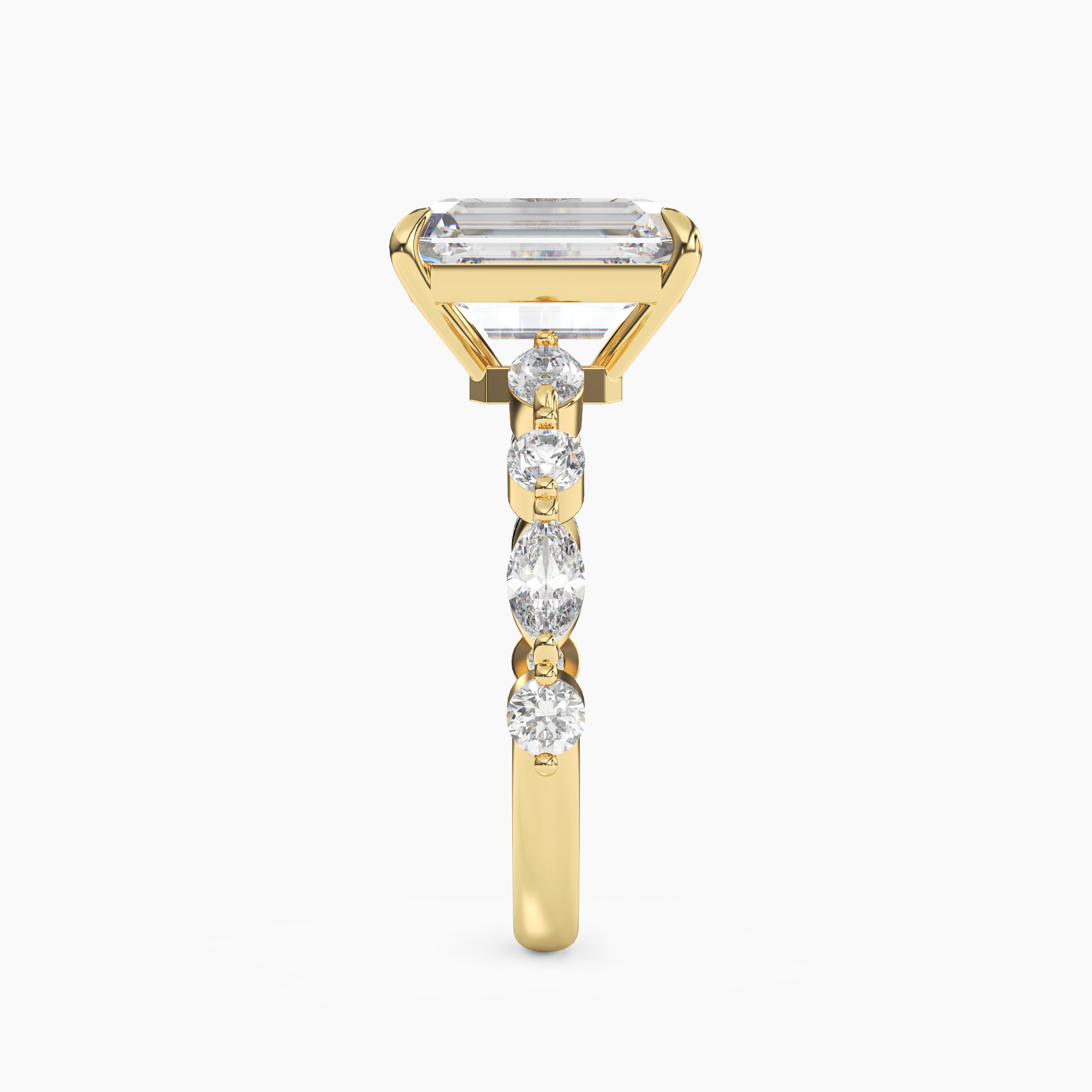 Elodie 3.5 Carat Emerald Cut Solitaire Lab Grown Diamond Ring in Silver - View 6