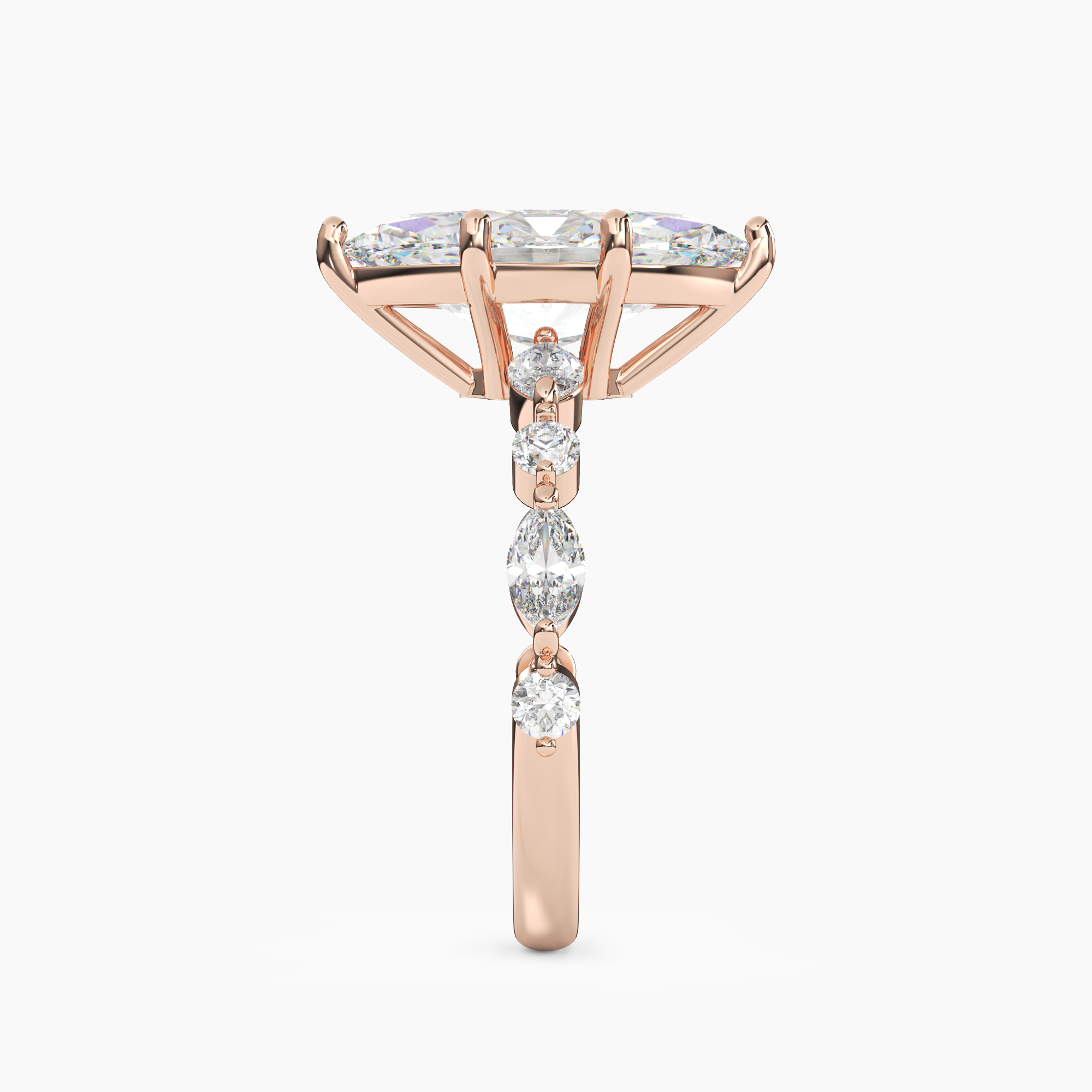 Elodie 4.5 Carat Marquise Cut Solitaire Lab Grown Diamond Ring in 18K Rose Gold - View 3