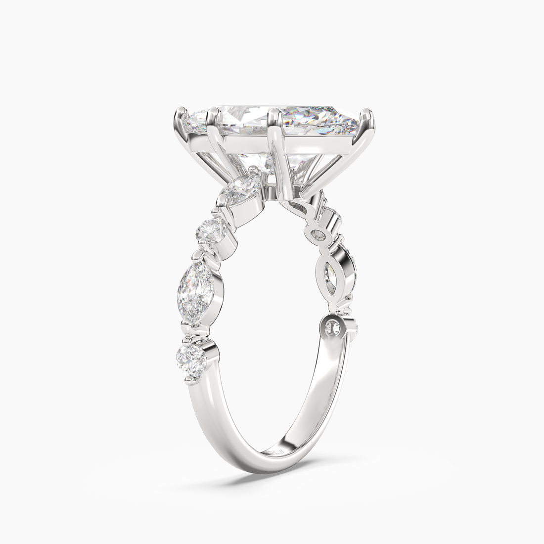 Elodie 4 Carat Marquise Cut Solitaire Lab Grown Diamond Ring in 18K White Gold - View 2