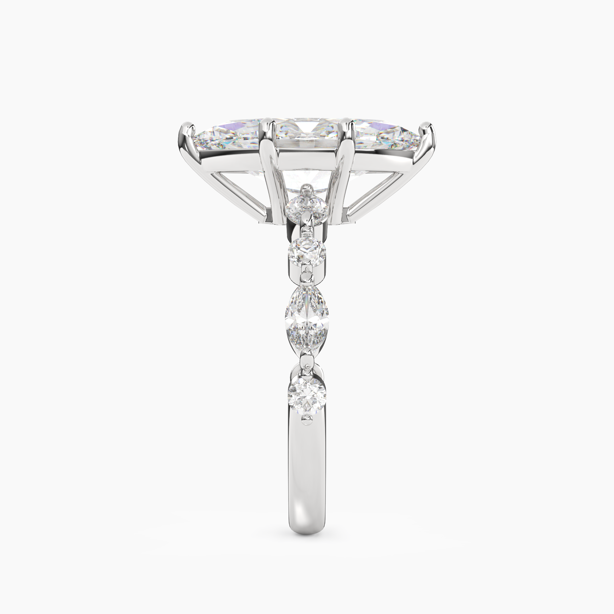 Elodie 3 Carat Marquise Cut Solitaire Lab Grown Diamond Ring in Platinum - View 3