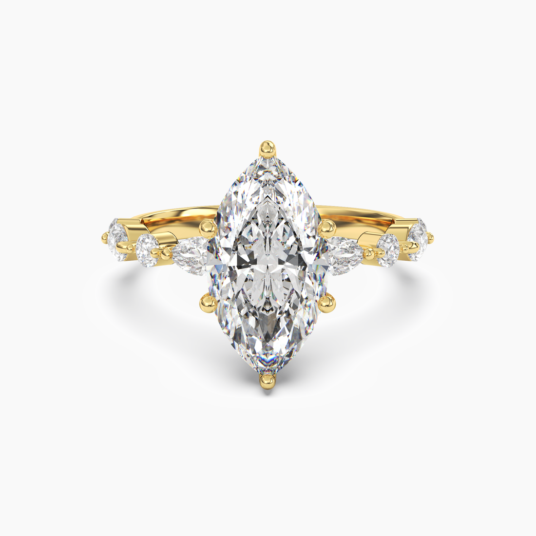 Elodie 2 Carat Marquise Cut Solitaire Lab Grown Diamond Ring in 18K Yellow Gold