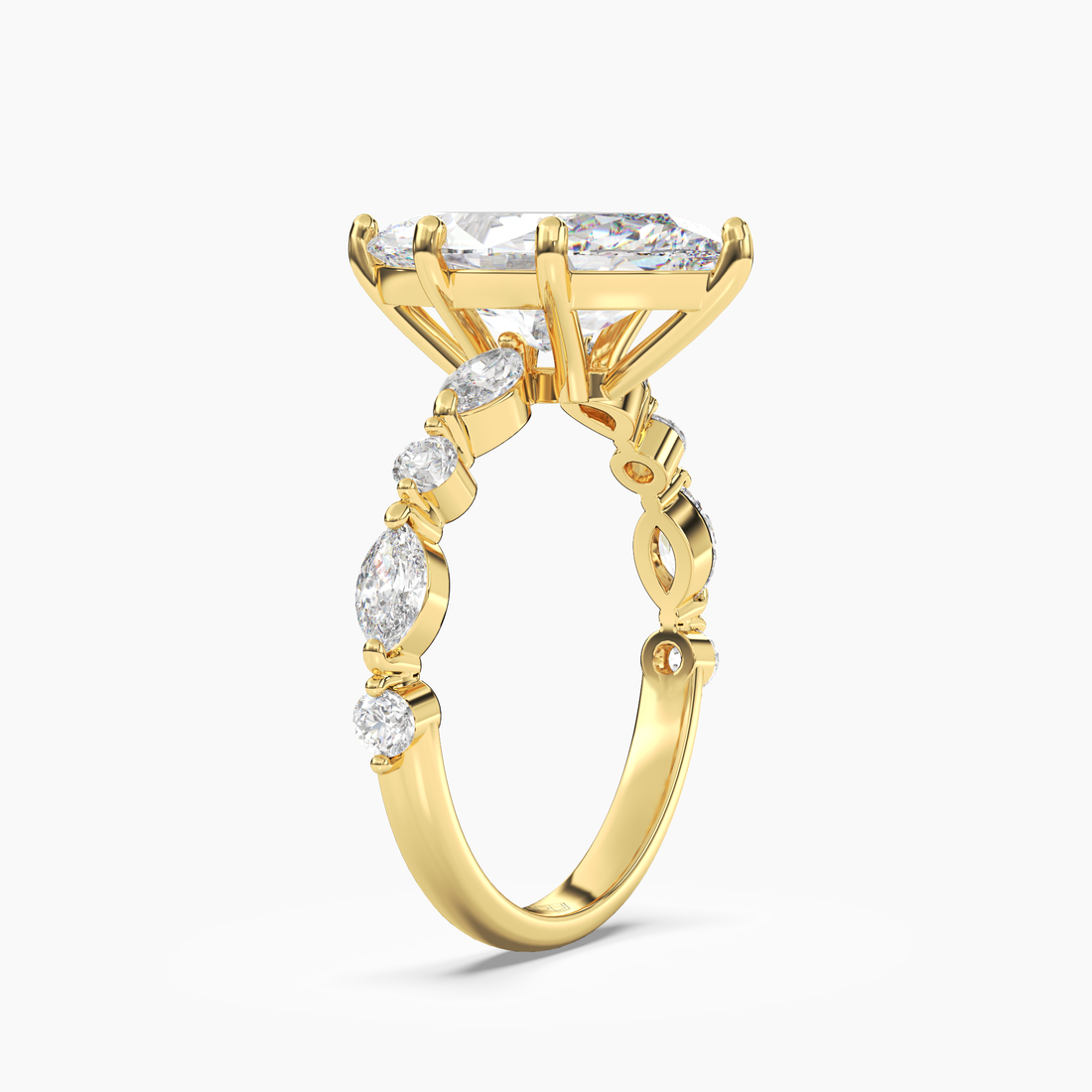 Elodie 2.5 Carat Marquise Cut Solitaire Lab Grown Diamond Ring in 10K Yellow Gold - View 2