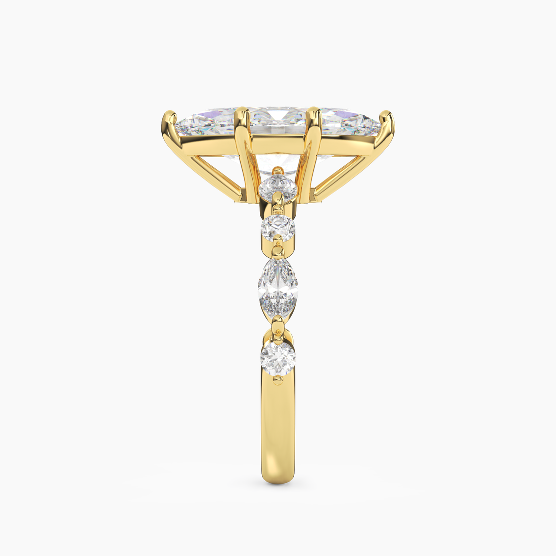 Elodie 5 Carat Marquise Cut Solitaire Lab Grown Diamond Ring in 18K Yellow Gold - View 3